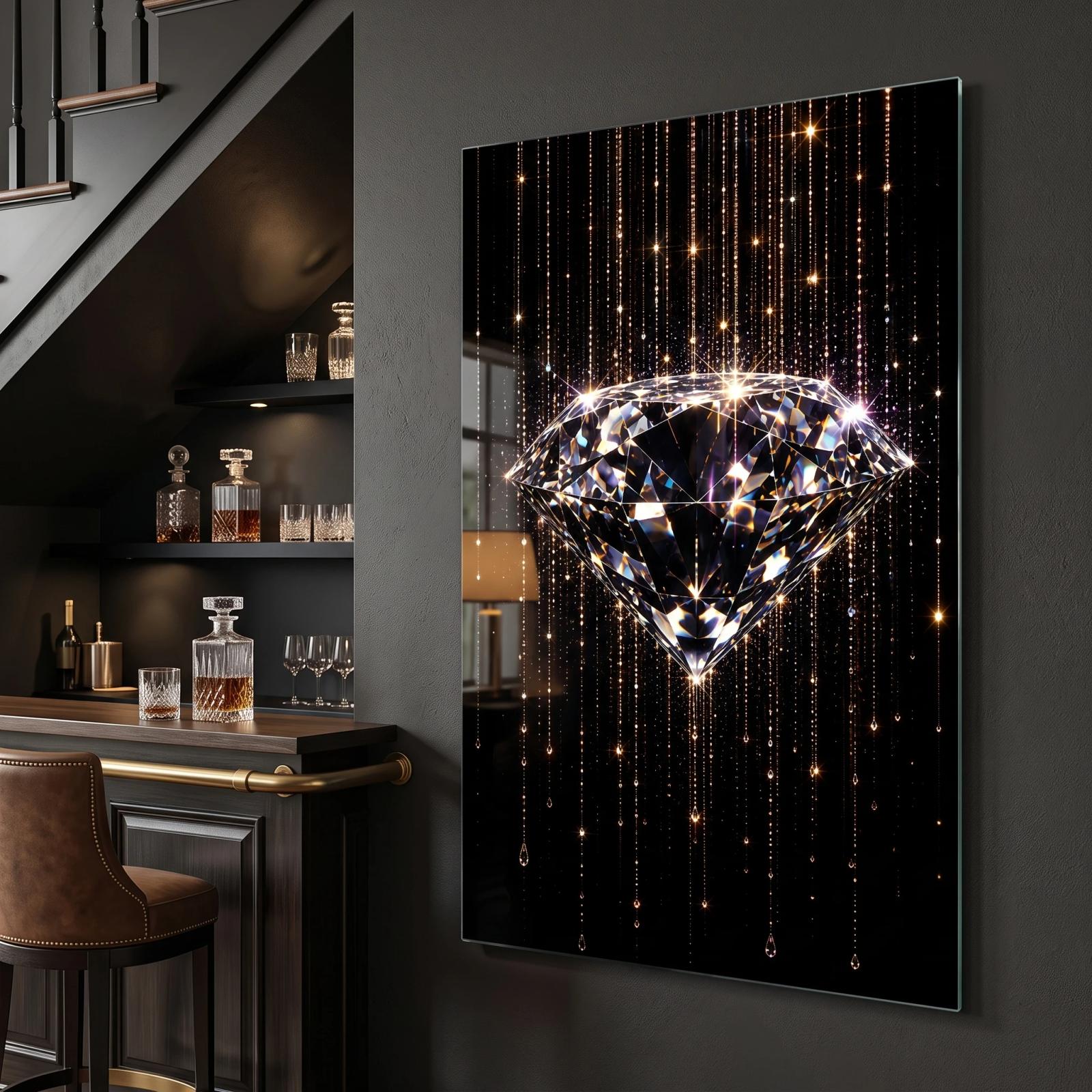 Diamond Glass Wall Art Sparkling Gemstone | Glass Wall Art — 5
