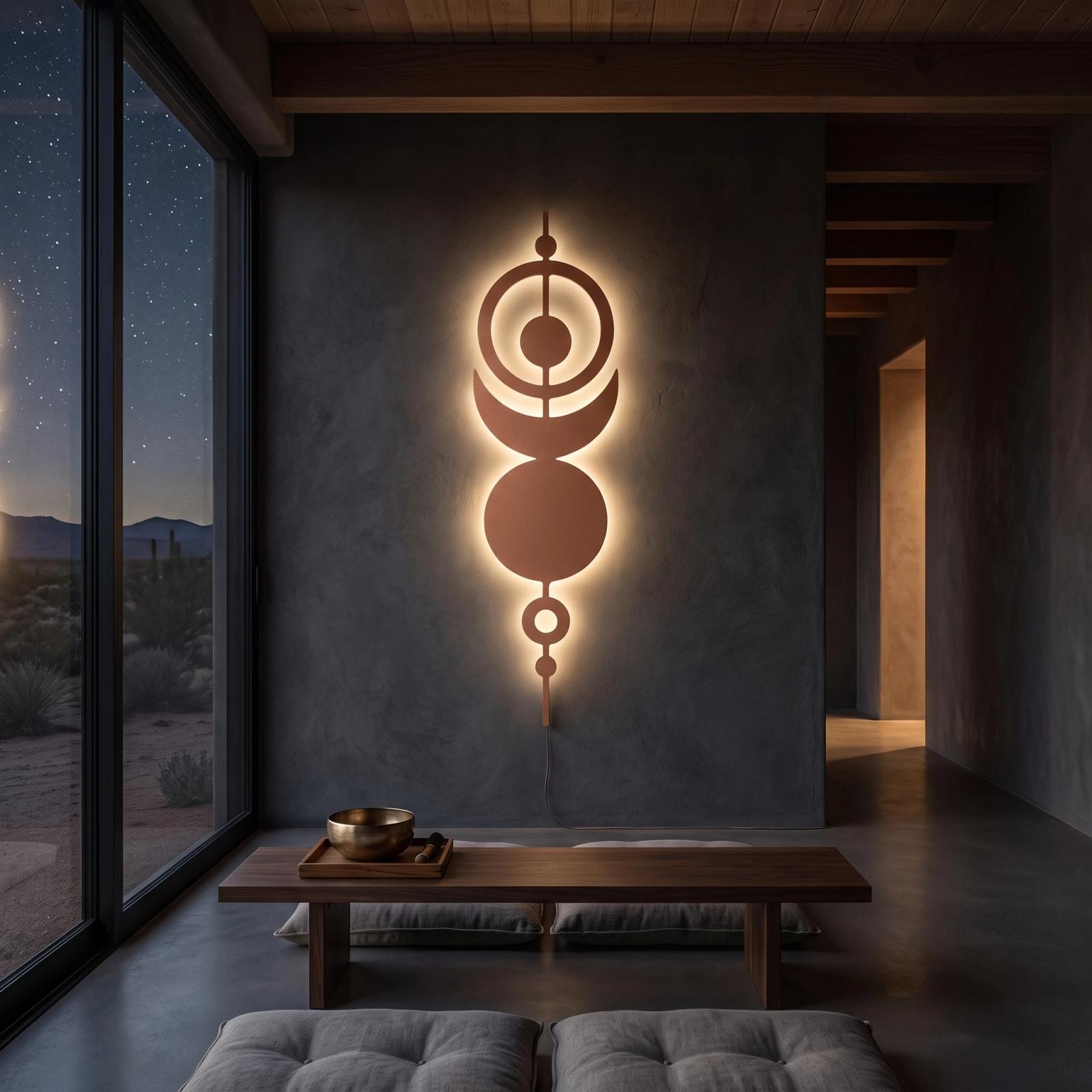 Celestial Moon Phase Metal Wall Art – Mystic Alignment, Zen Home Decor
