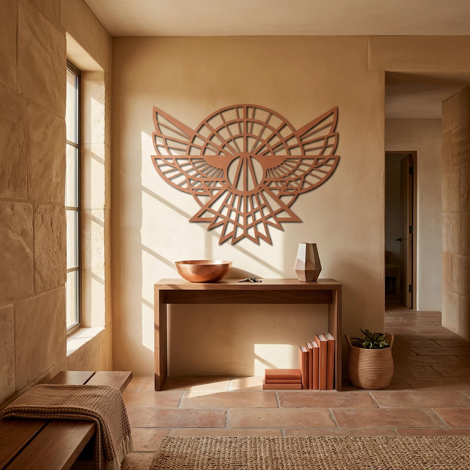 Geometric Eagle Metal Wall Art Art Deco Bird Sculpture – Apex Falcon, Modern Lodge Decor
