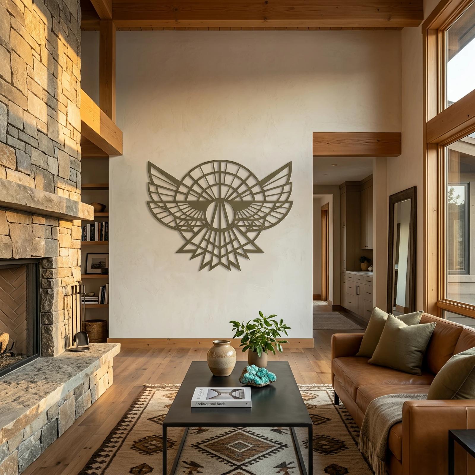 Geometric Eagle Metal Wall Art Art Deco Bird Sculpture – Apex Falcon, Modern Lodge Decor — 2