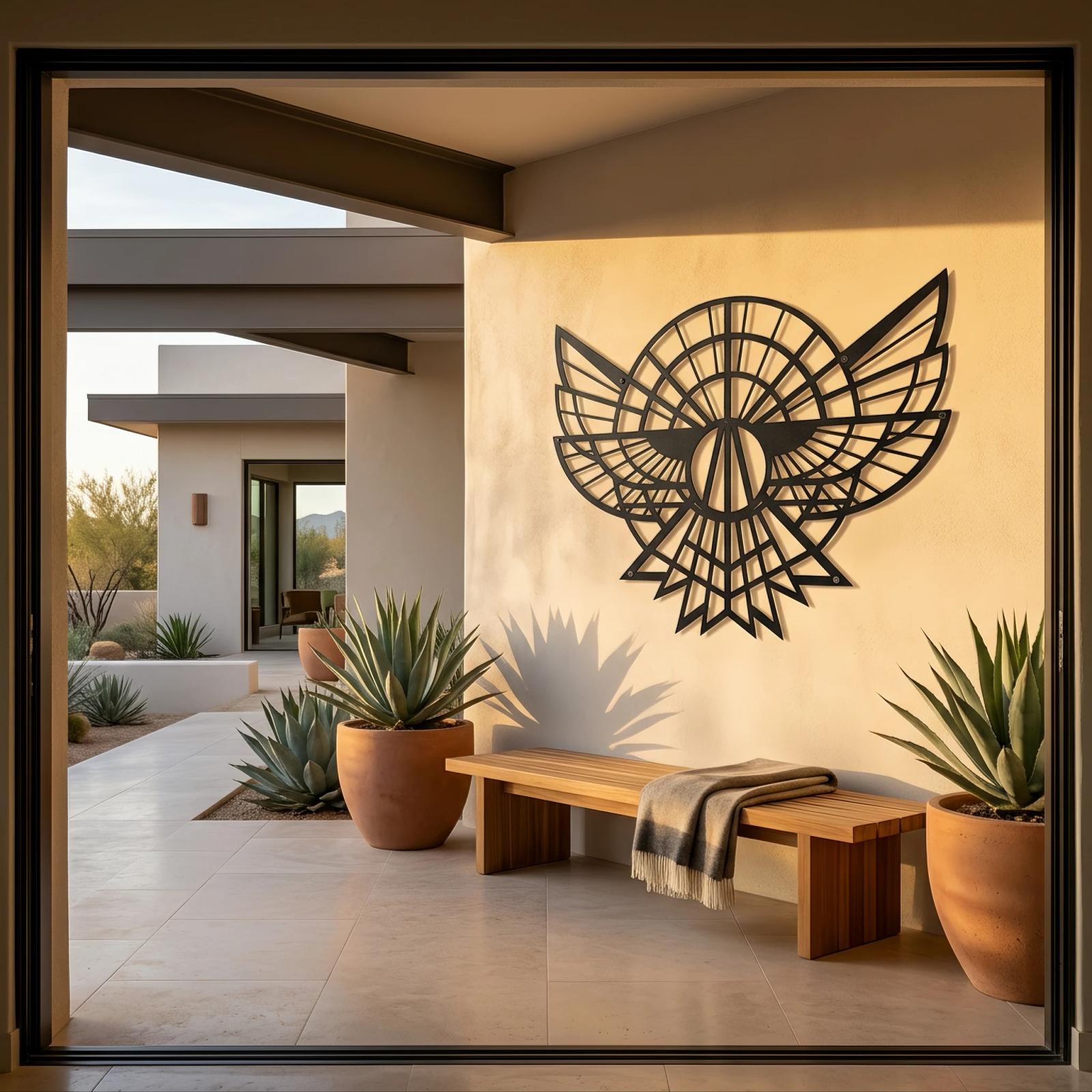 Geometric Eagle Metal Wall Art Art Deco Bird Sculpture – Apex Falcon, Modern Lodge Decor — 4
