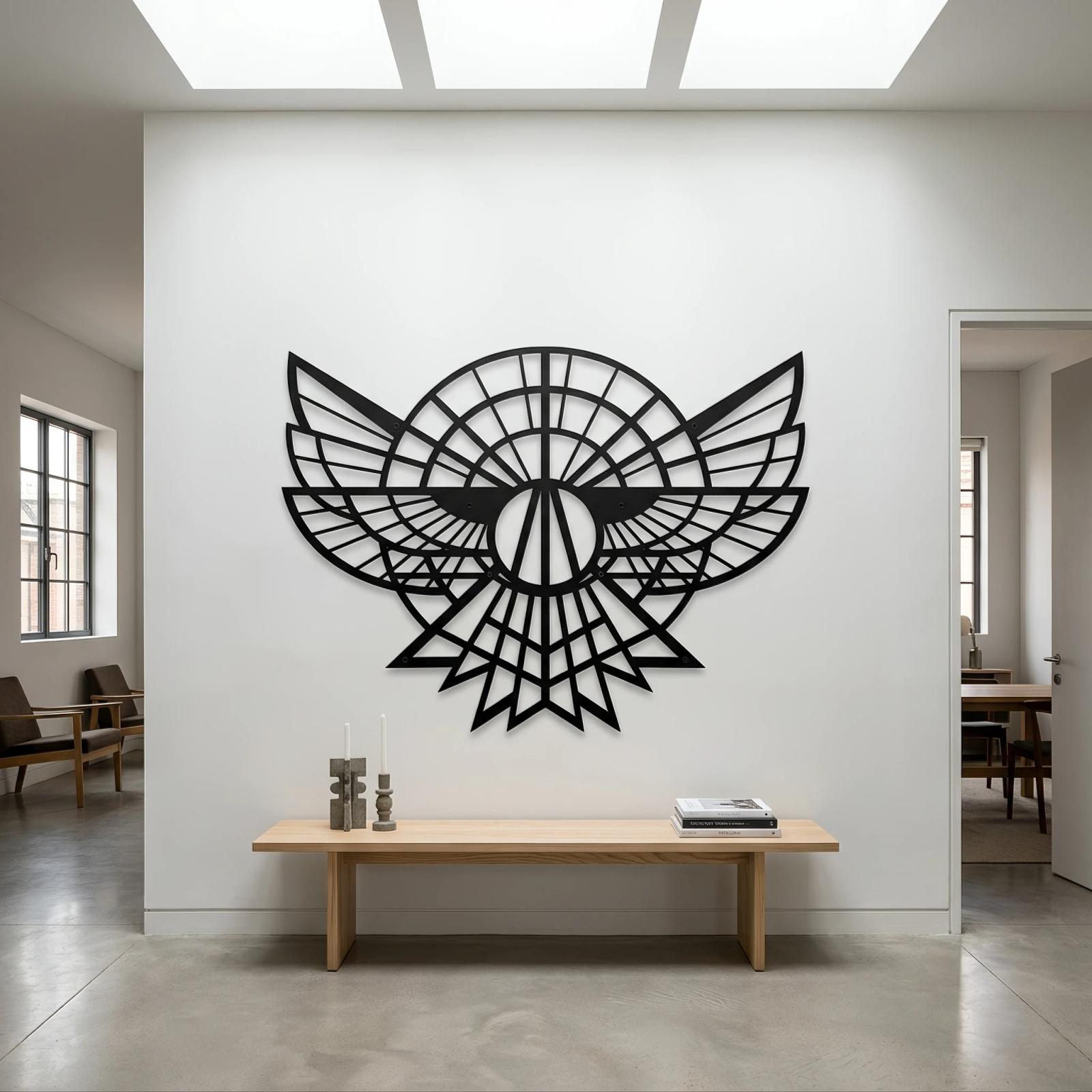 Geometric Eagle Metal Wall Art Art Deco Bird Sculpture – Apex Falcon, Modern Lodge Decor — 5