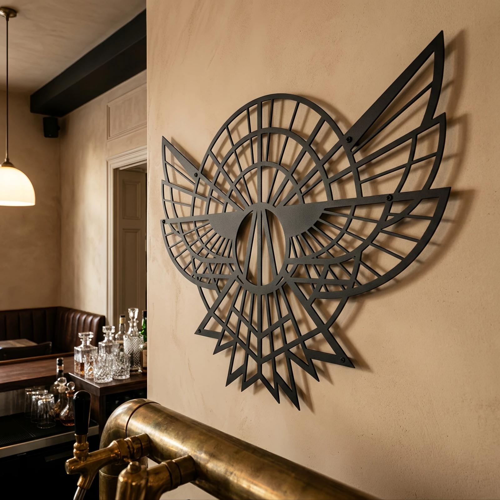 Geometric Eagle Metal Wall Art Art Deco Bird Sculpture – Apex Falcon, Modern Lodge Decor — 7
