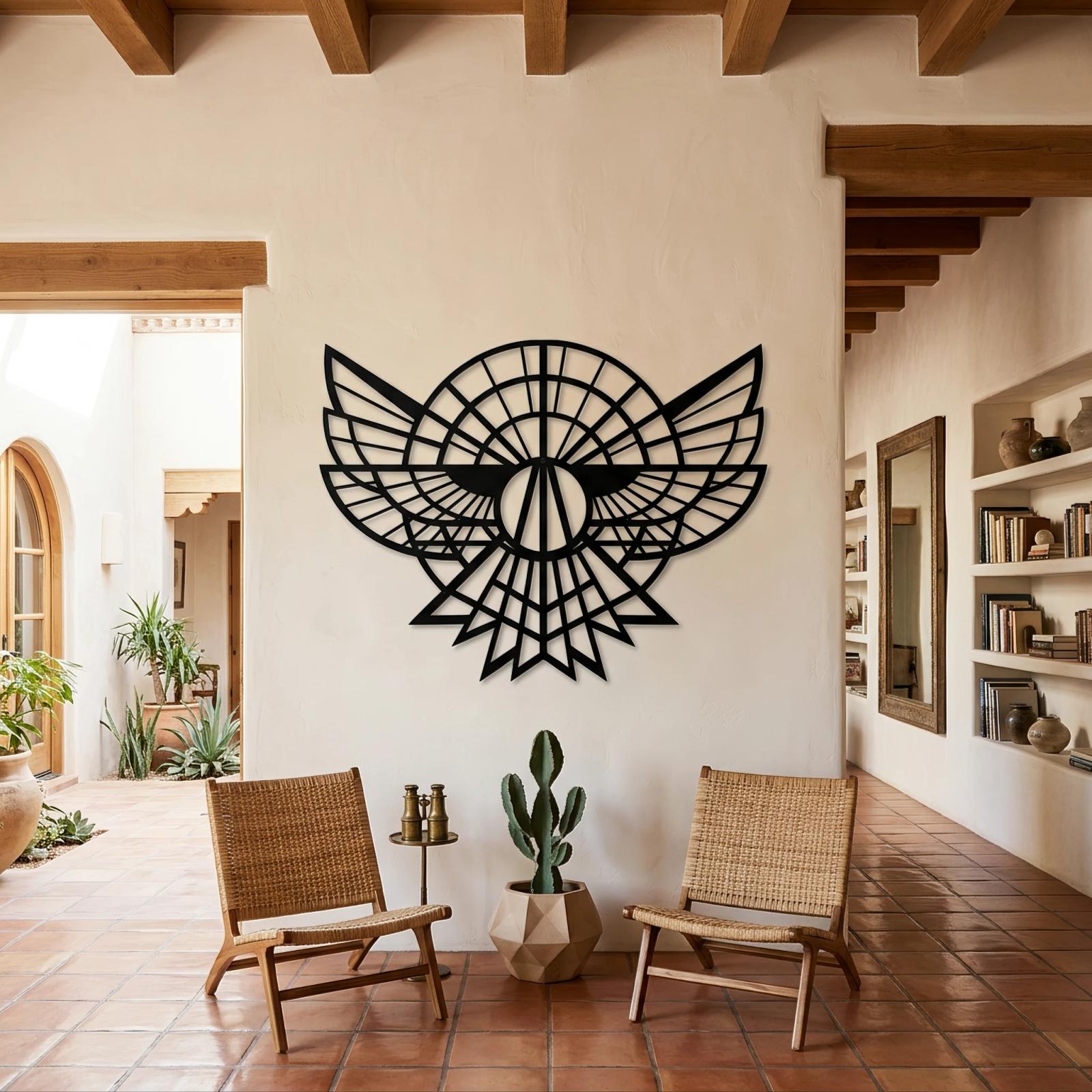 Geometric Eagle Metal Wall Art Art Deco Bird Sculpture – Apex Falcon, Modern Lodge Decor — 8