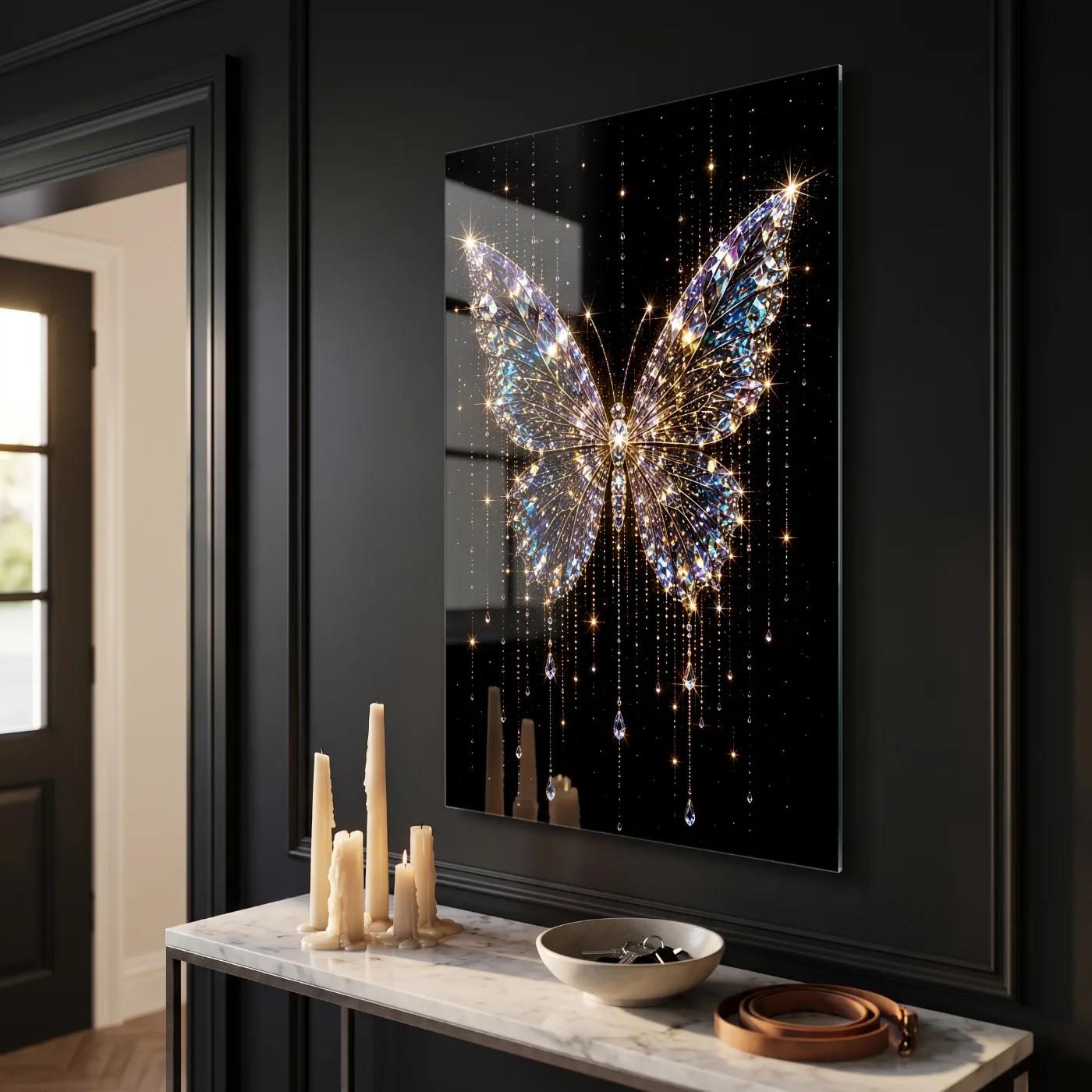 Crystal Butterfly Glass Wall Art Celestial Sparkle Glass Wall Decor — 3