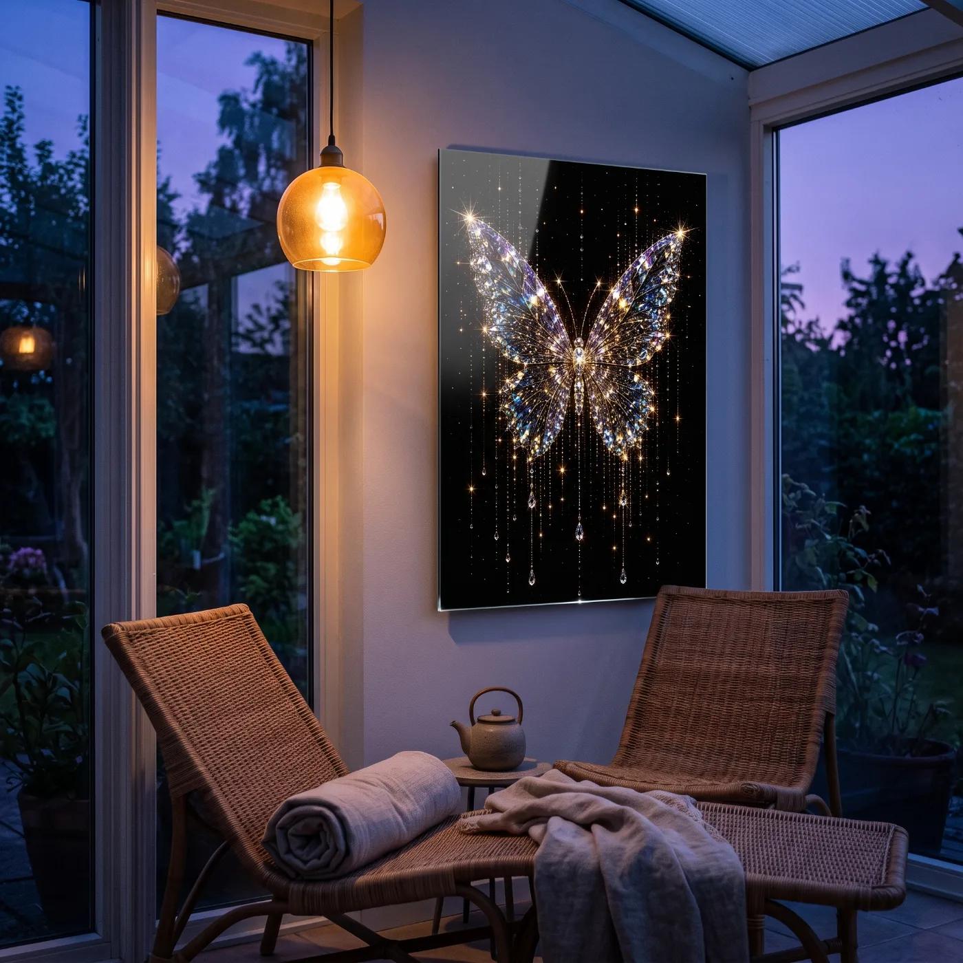 Crystal Butterfly Glass Wall Art Celestial Sparkle Glass Wall Decor — 4