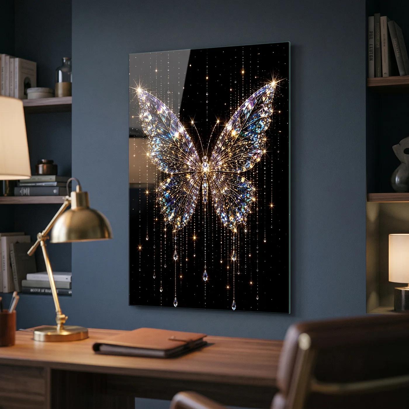 Crystal Butterfly Glass Wall Art Celestial Sparkle Glass Wall Decor — 5