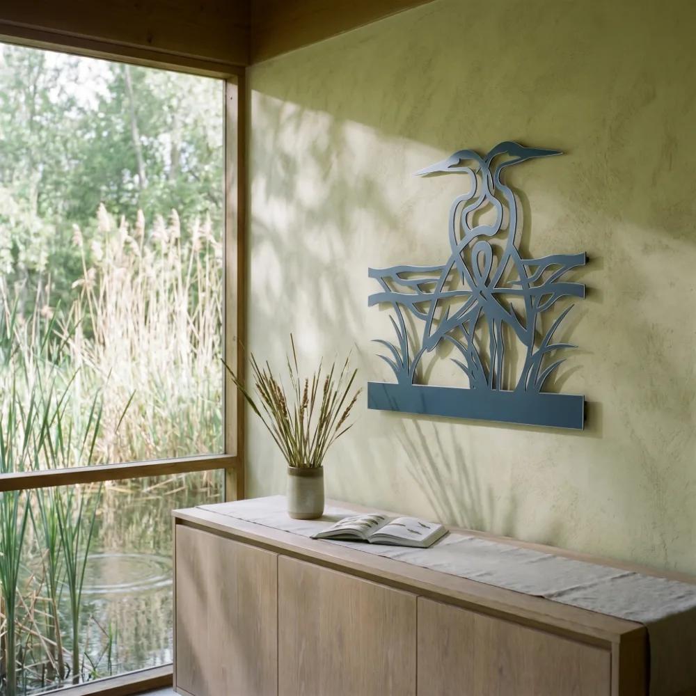 Heron Couple Metal Wall Art – Intertwined Birds, Coastal Home Decor — 2