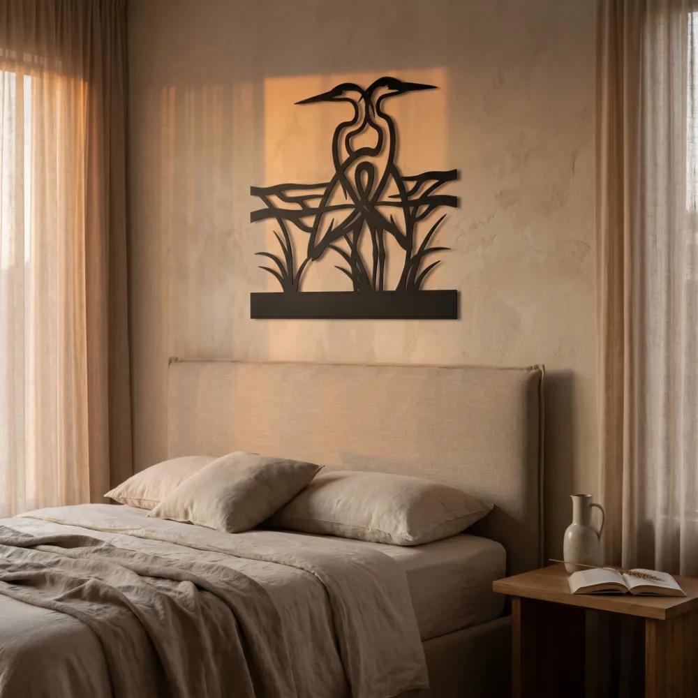 Heron Couple Metal Wall Art – Intertwined Birds, Coastal Home Decor — 4