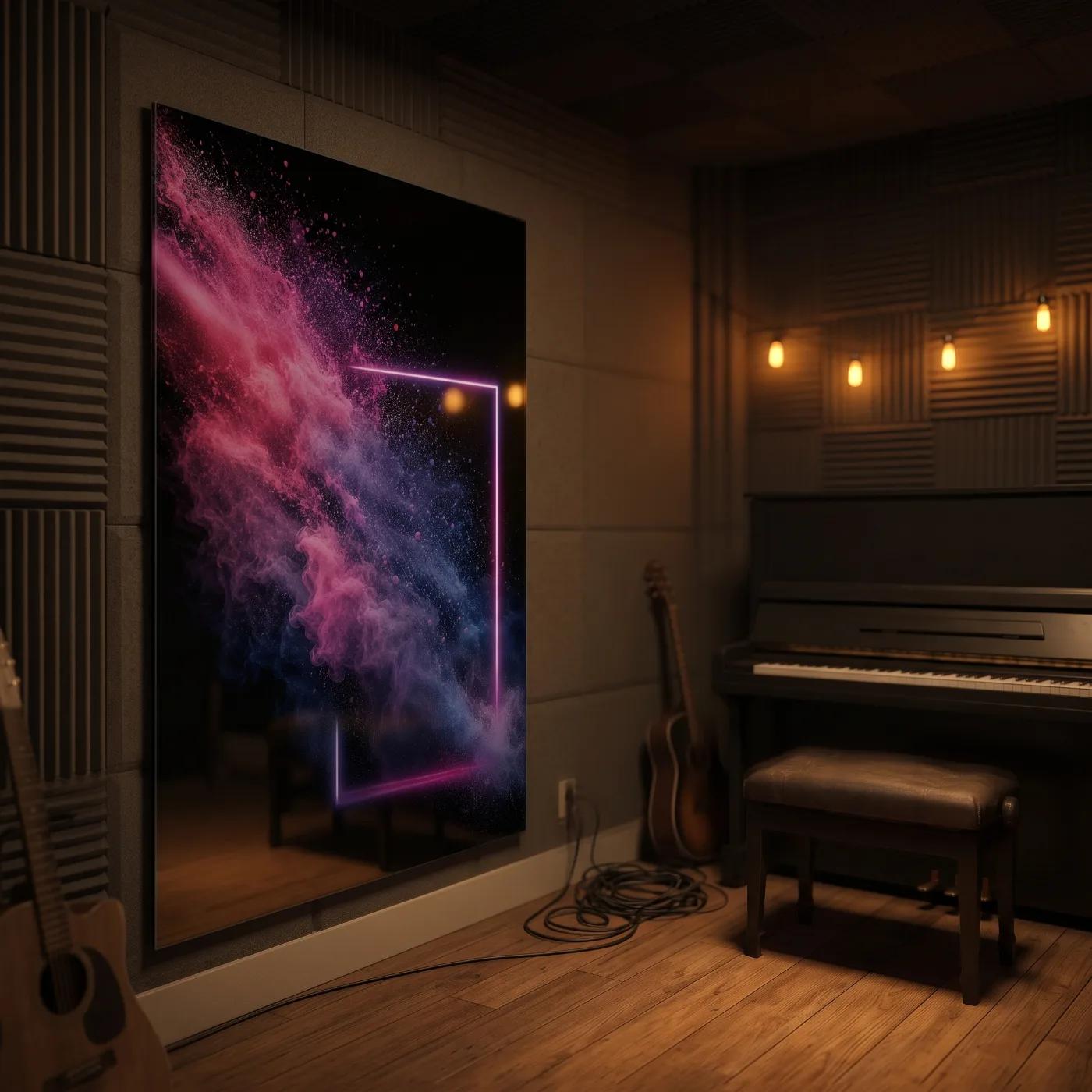 Pink Purple Abstract Wall Art Neon Powder Explosion | Glass Wall Art — 3