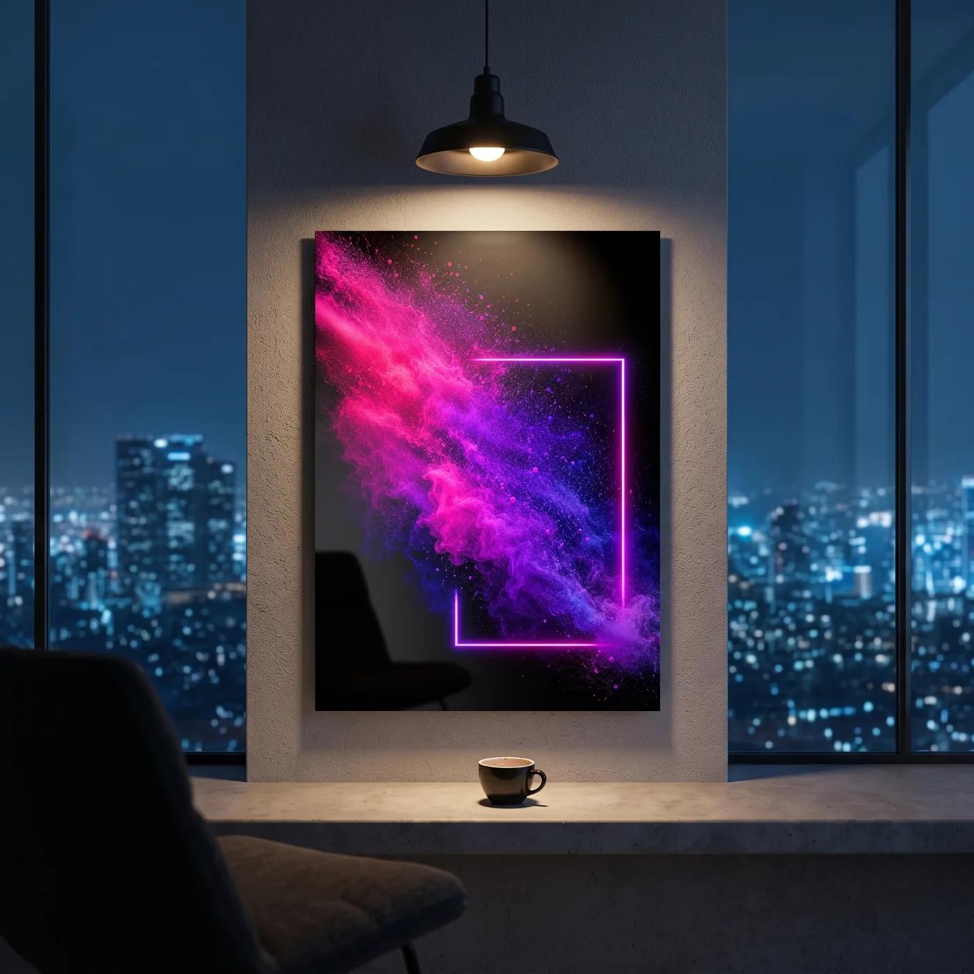 Pink Purple Abstract Wall Art Neon Powder Explosion | Glass Wall Art — 4