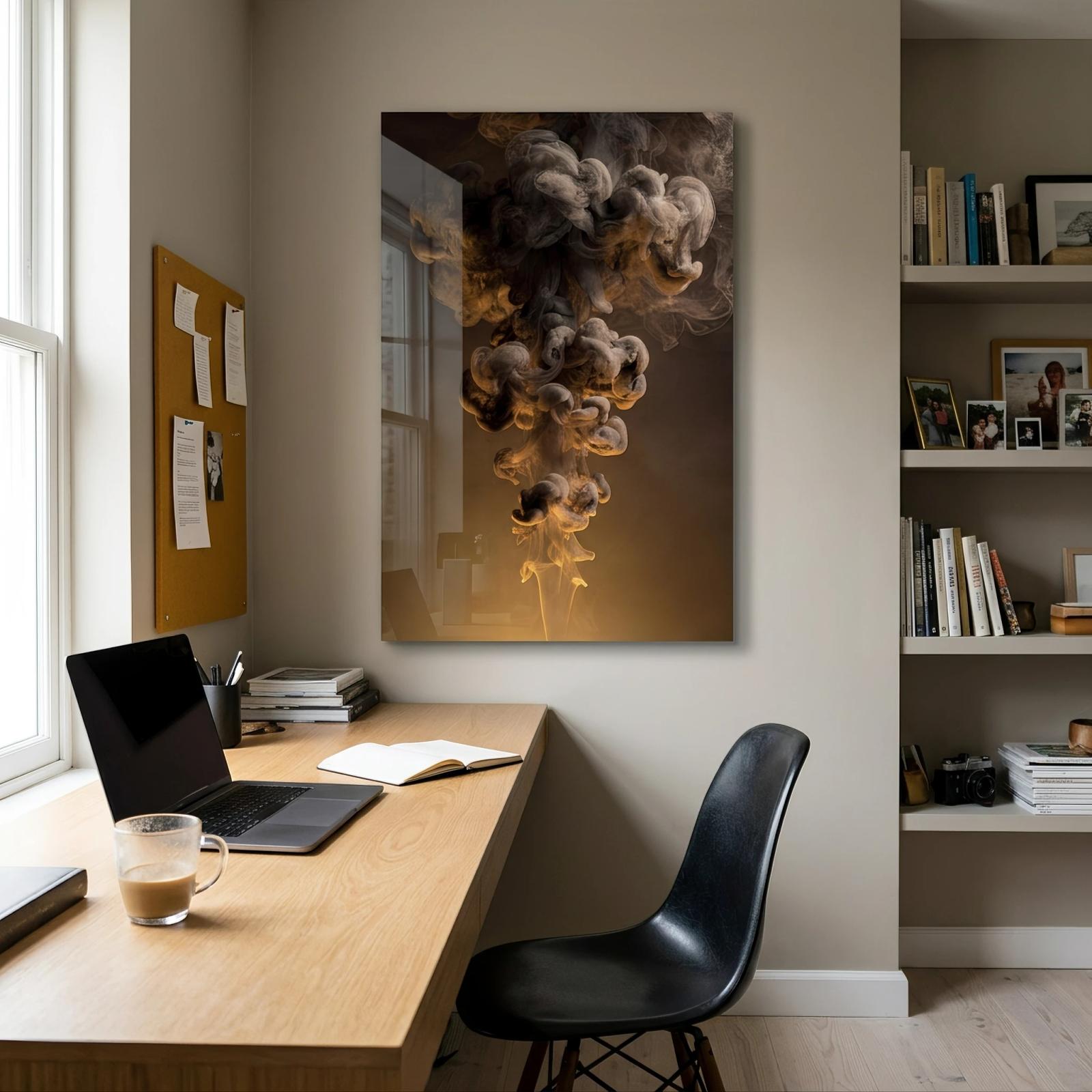 Amber Smoke Abstract Wall Art Golden Plume | Glass Wall Art — 3