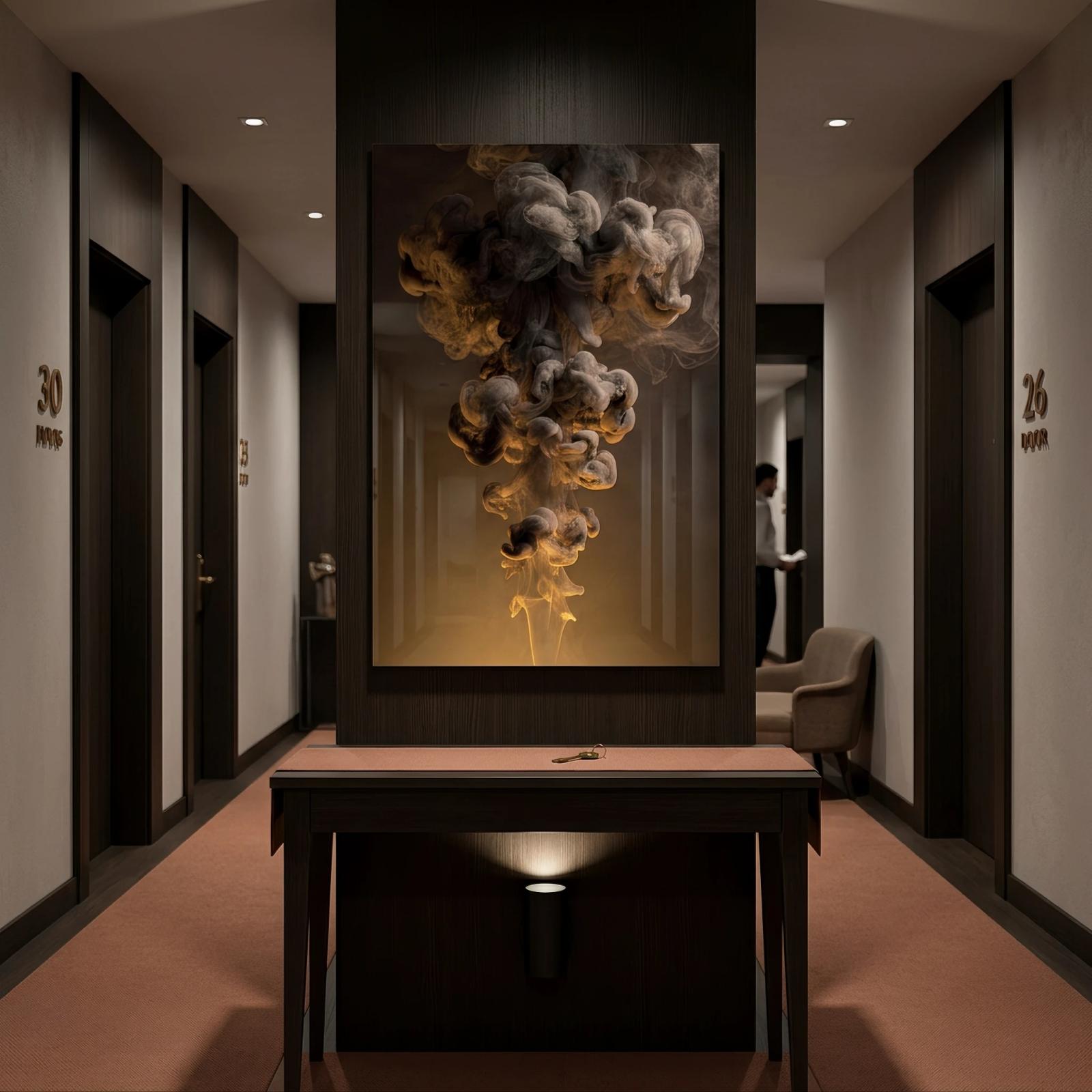 Amber Smoke Abstract Wall Art Golden Plume | Glass Wall Art — 4
