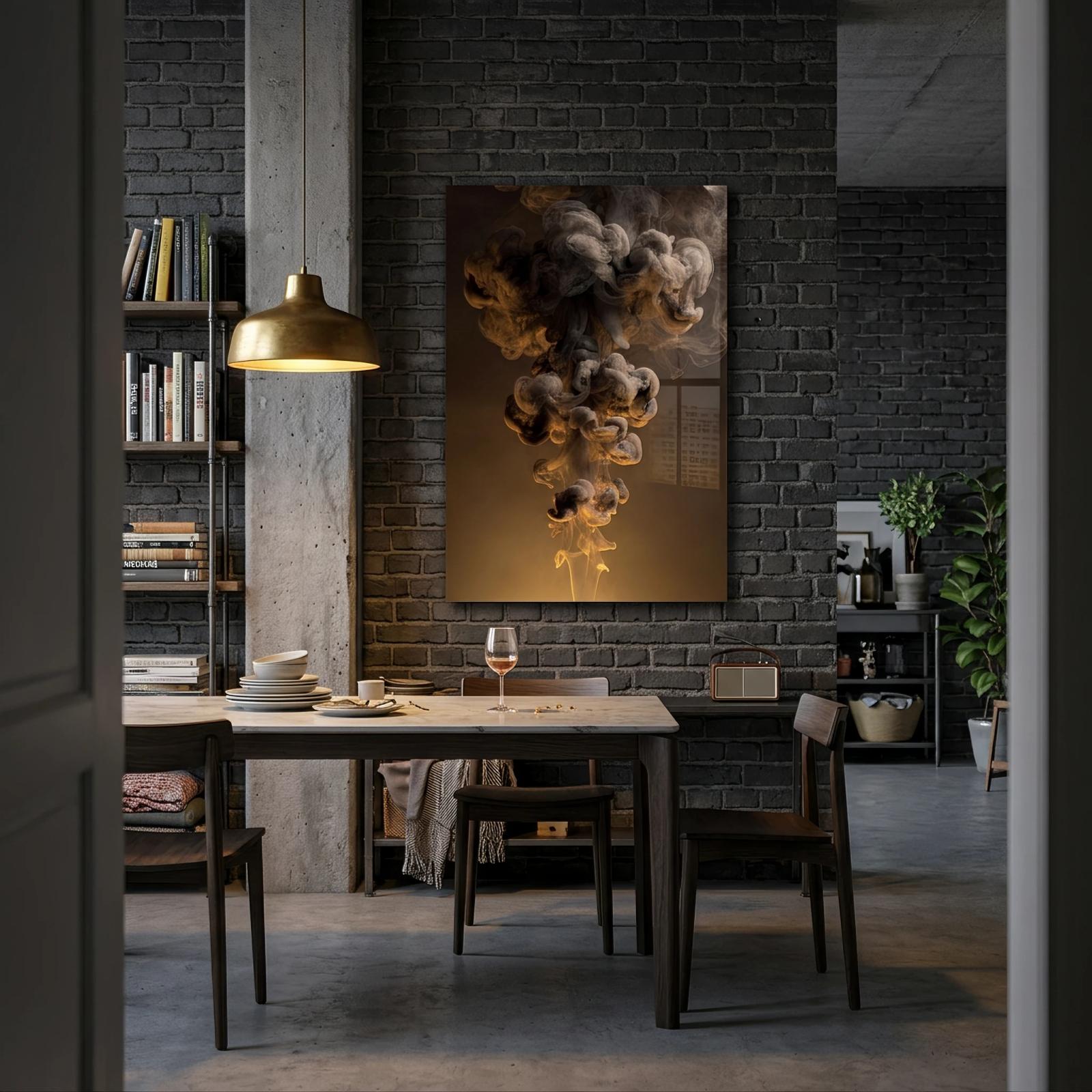 Amber Smoke Abstract Wall Art Golden Plume | Glass Wall Art — 5