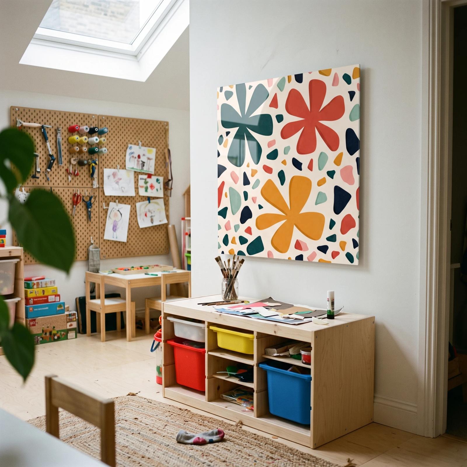 Retro Daisy Terrazzo Colorful Mid-Century Glass Wall Art — 2