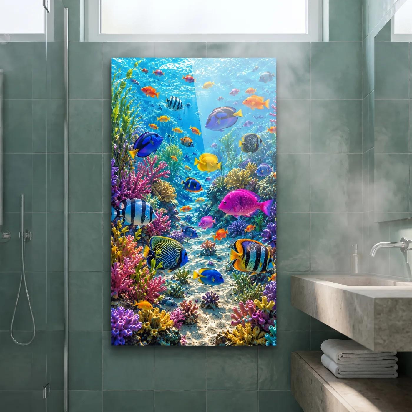 Tropical Fish Glass Wall Art Coral Reef Ocean Glass Wall Decor — 3