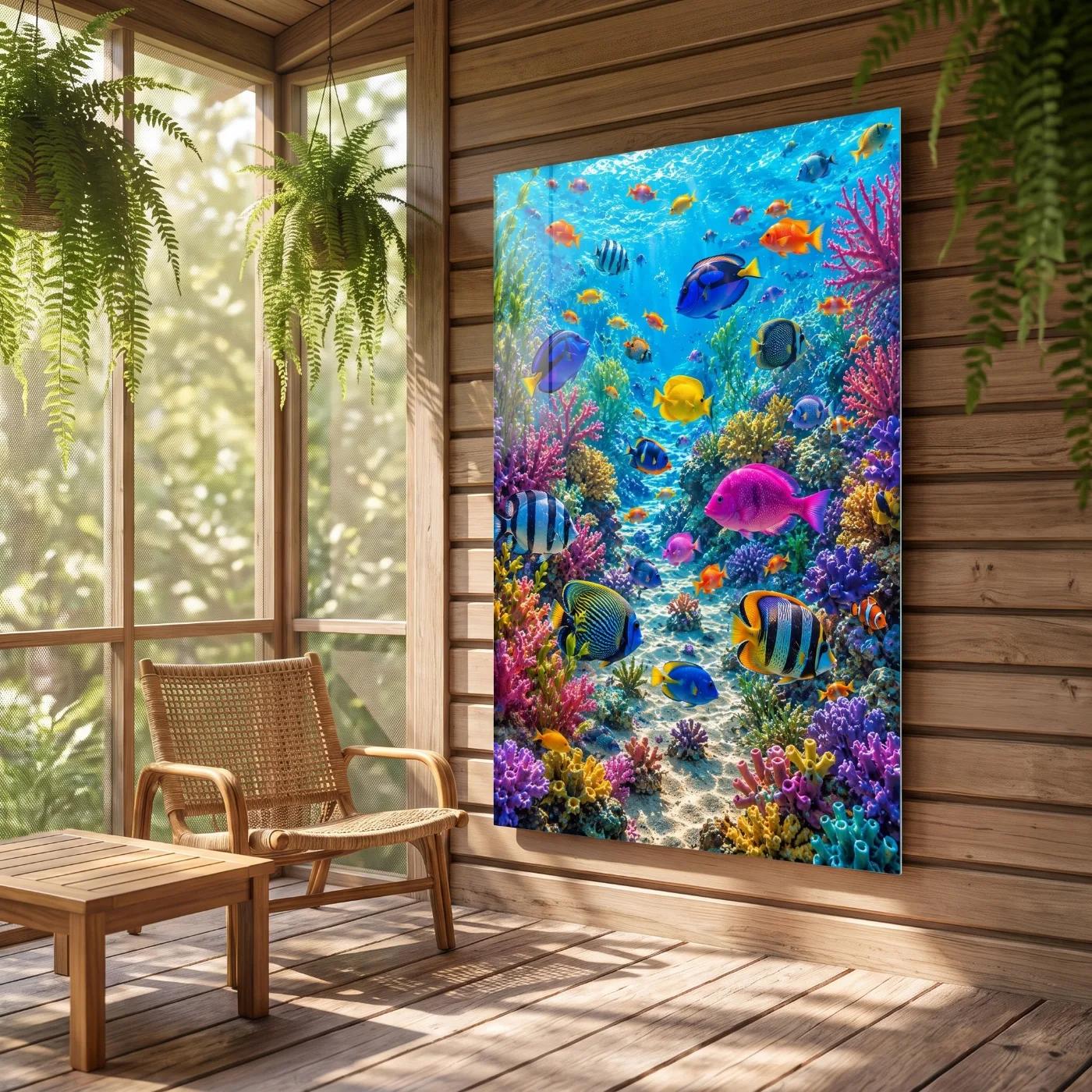 Tropical Fish Glass Wall Art Coral Reef Ocean Glass Wall Decor — 5