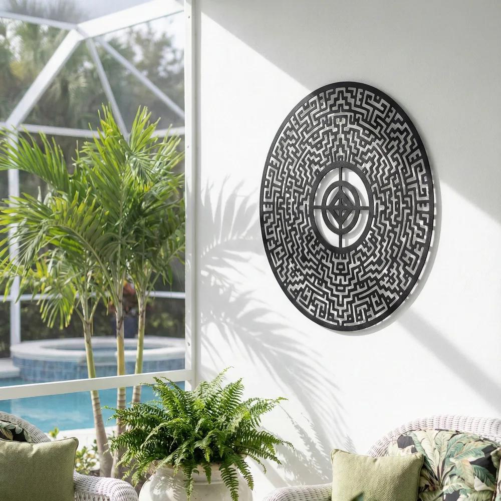Abstract Labyrinth Metal Wall Art – Intricate Maze Mandala, Modern Living Room Decor — 2