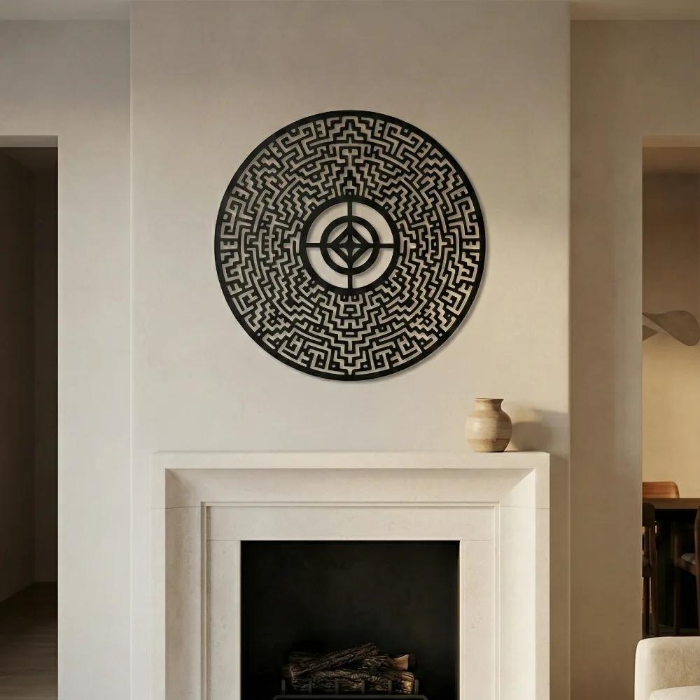 Abstract Labyrinth Metal Wall Art – Intricate Maze Mandala, Modern Living Room Decor — 3