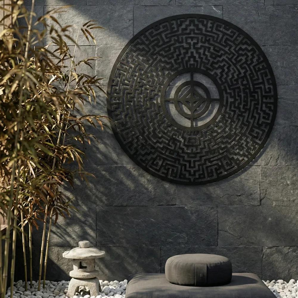 Abstract Labyrinth Metal Wall Art – Intricate Maze Mandala, Modern Living Room Decor — 4