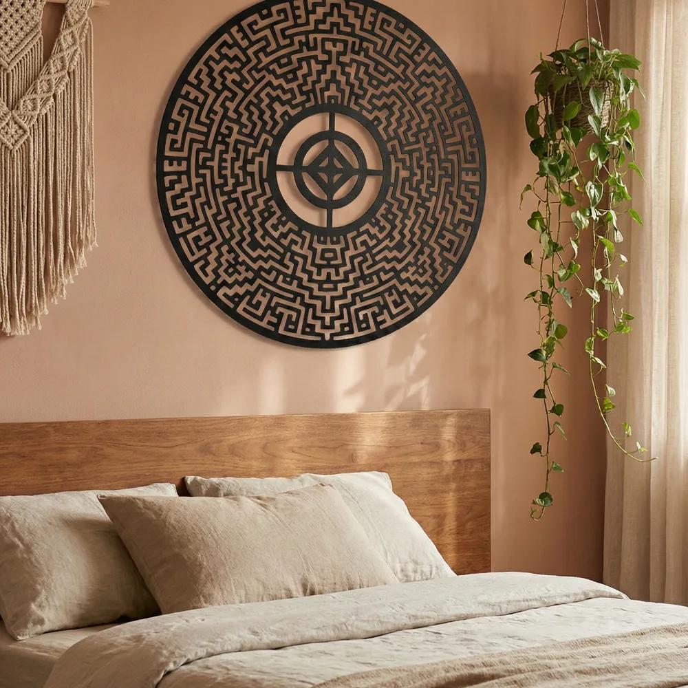 Abstract Labyrinth Metal Wall Art – Intricate Maze Mandala, Modern Living Room Decor — 5