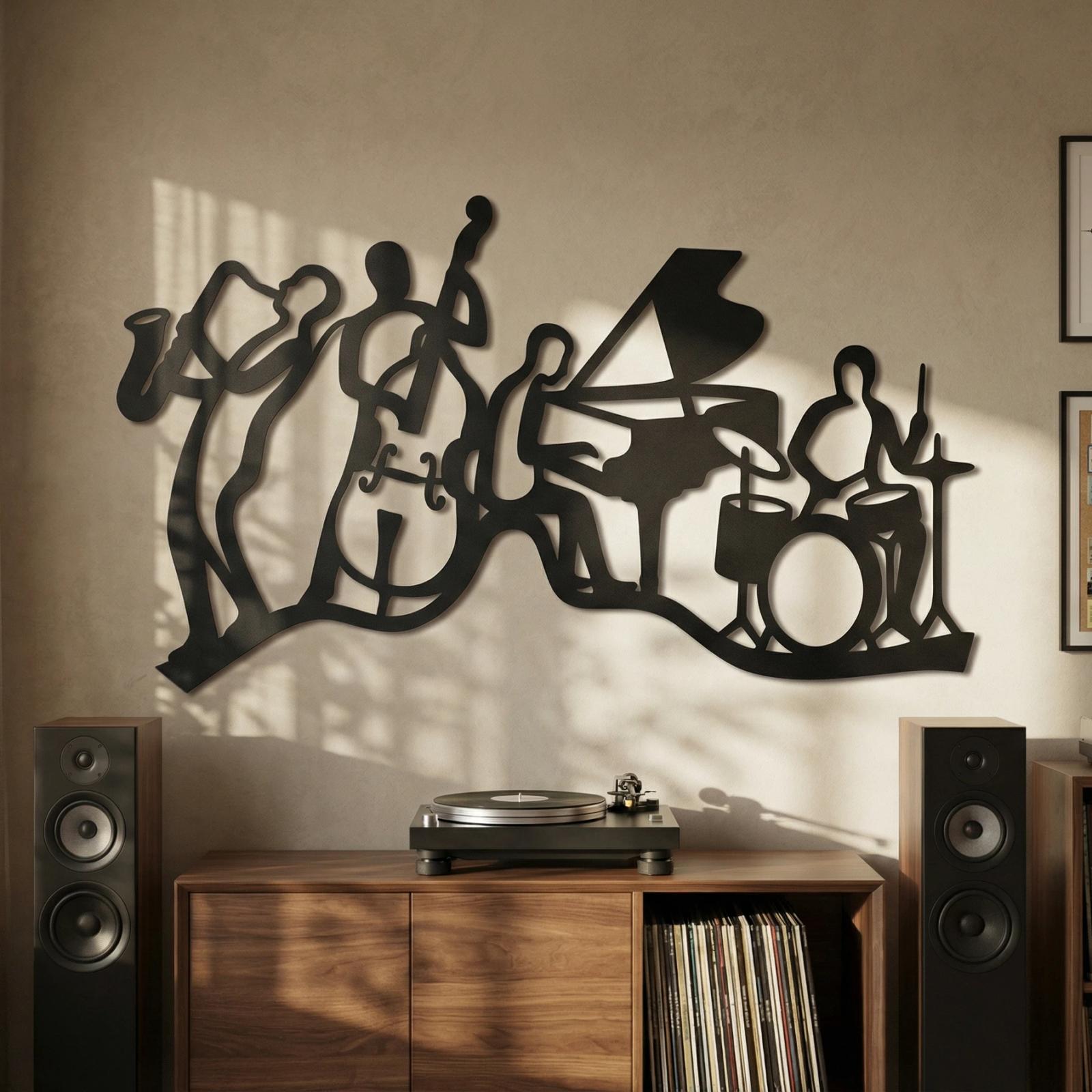 Jazz Band Metal Wall Art – Rhythm Quartet, Home Office Decor — 6
