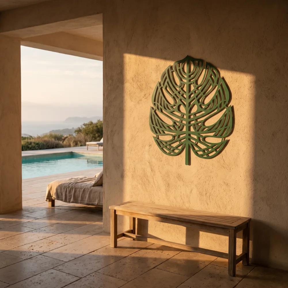 Monstera Leaf Metal Wall Art – Verde Silhouette, Living Room Botanical Decor — 4