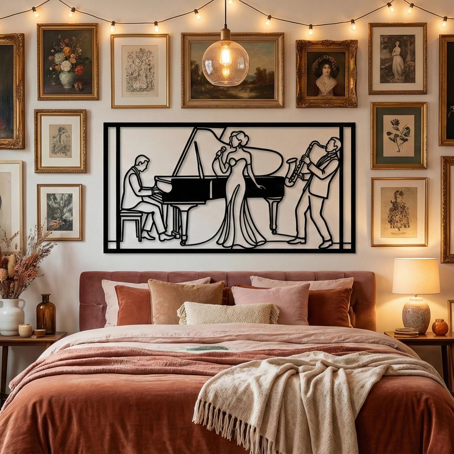Jazz Band Metal Wall Art – The Midnight Trio, Home Bar Decor — 10