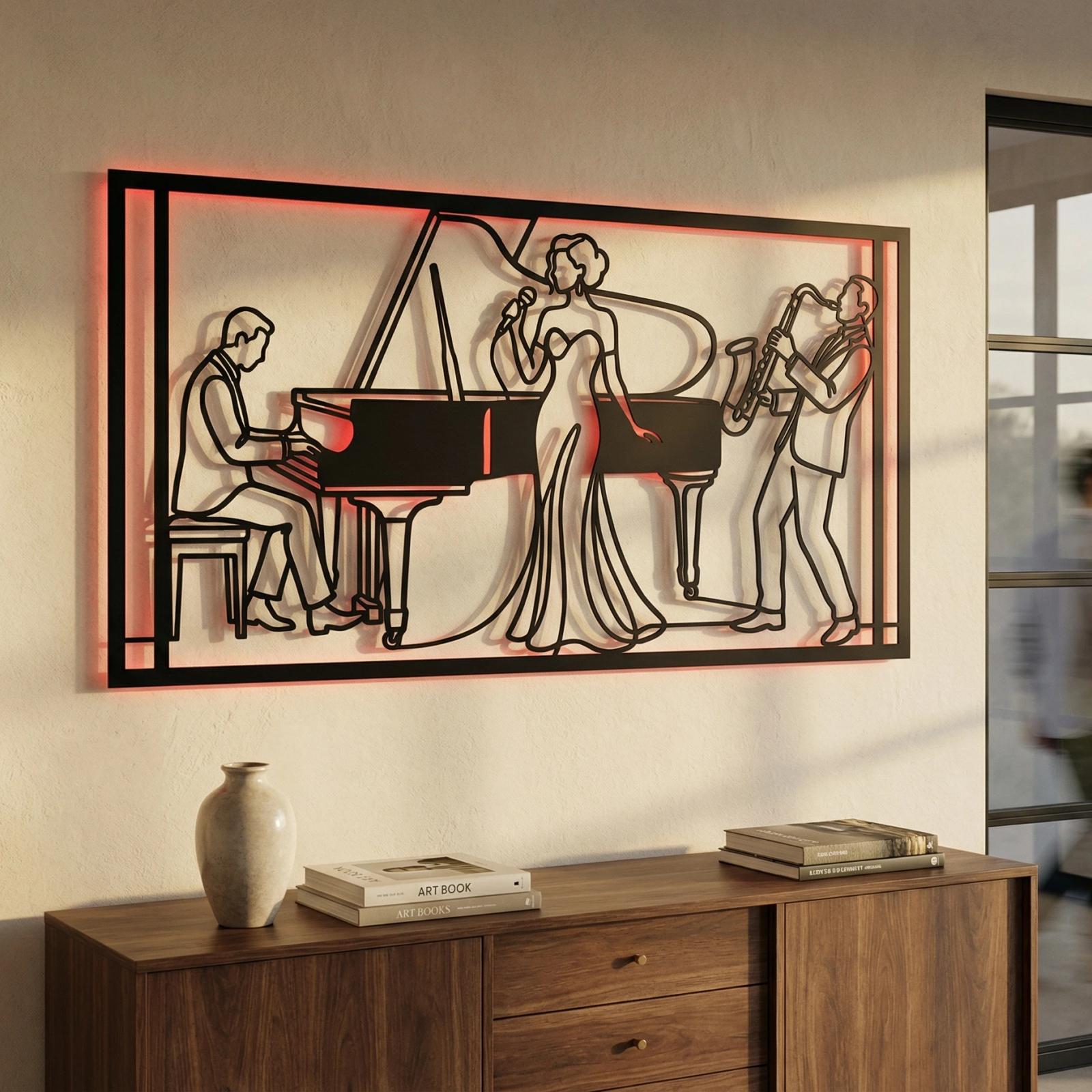 Jazz Band Metal Wall Art – The Midnight Trio, Home Bar Decor — 3