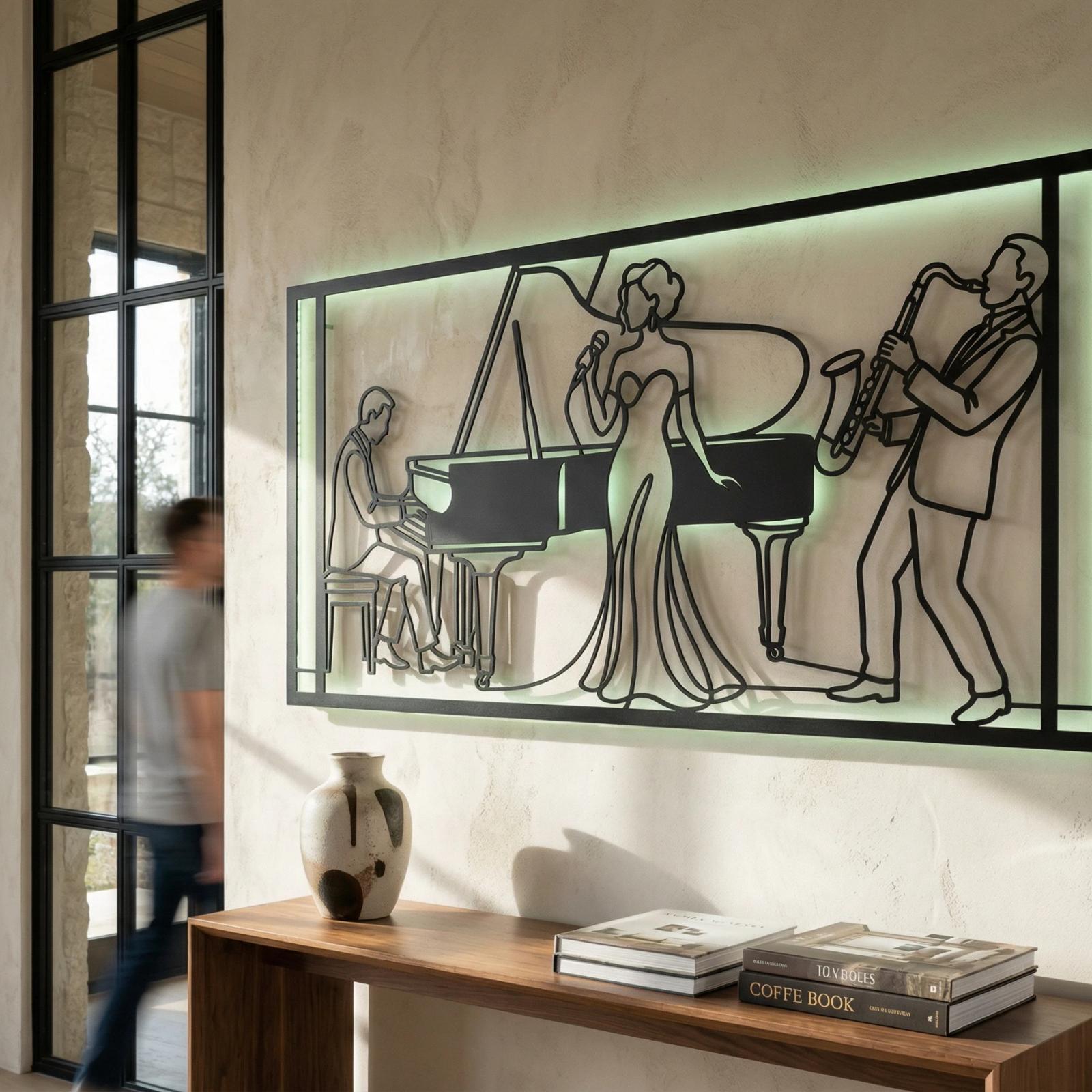 Jazz Band Metal Wall Art – The Midnight Trio, Home Bar Decor — 6
