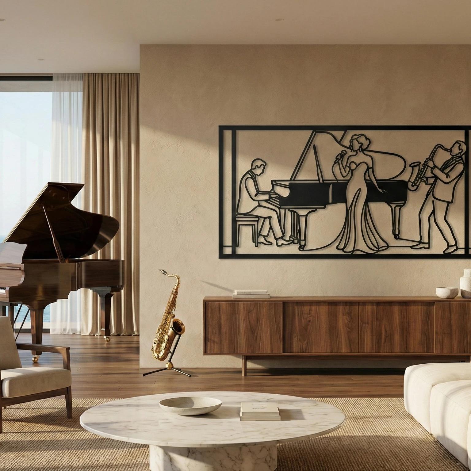 Jazz Band Metal Wall Art – The Midnight Trio, Home Bar Decor — 9