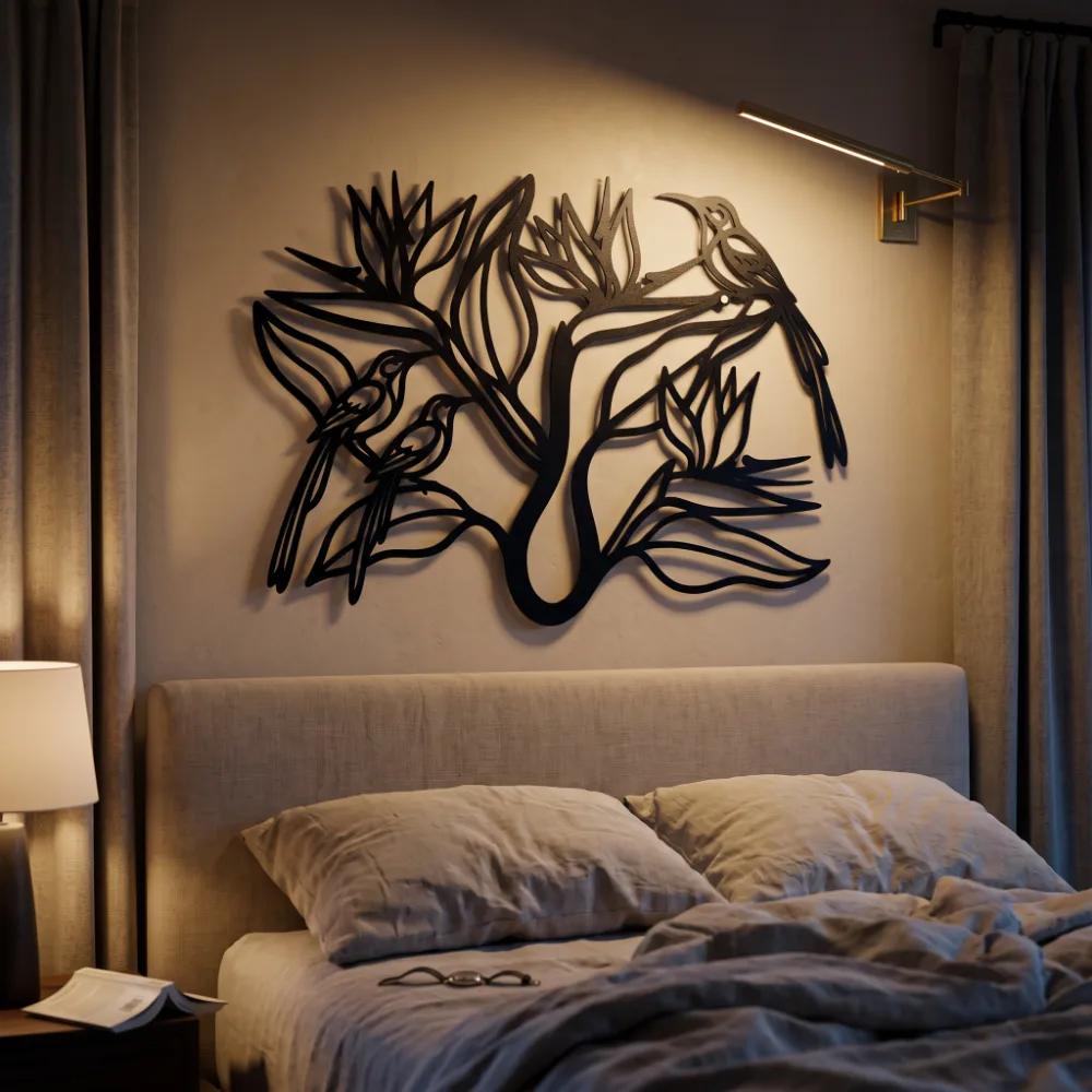 Bird of Paradise Metal Wall Art – Paradise Perch, Botanical Living Room Decor