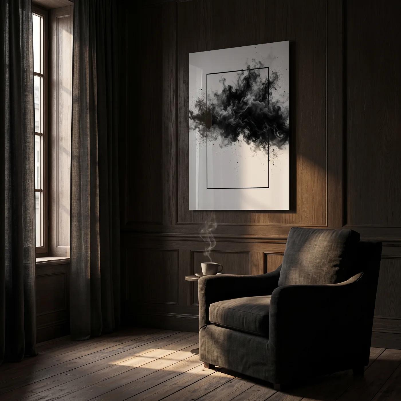 Abstract Black Smoke Wall Art Framed Ink Design | Glass Wall Art — 2