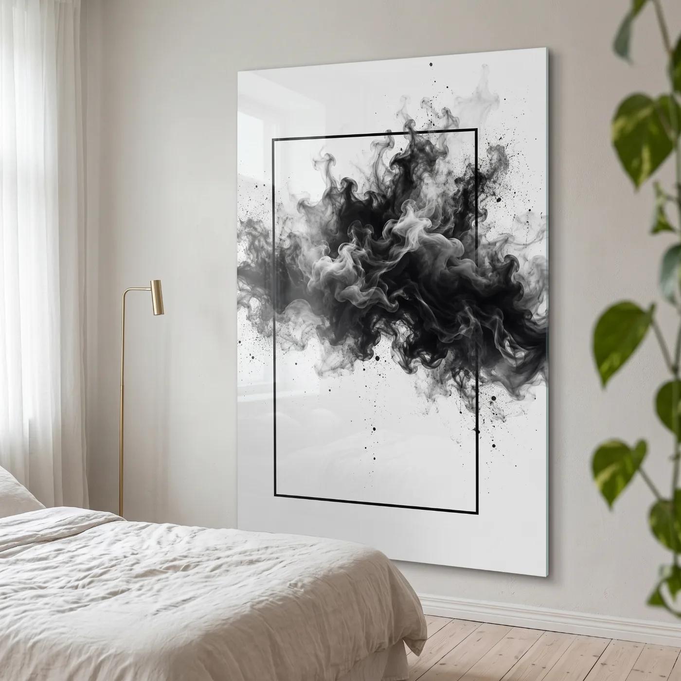 Abstract Black Smoke Wall Art Framed Ink Design | Glass Wall Art — 3
