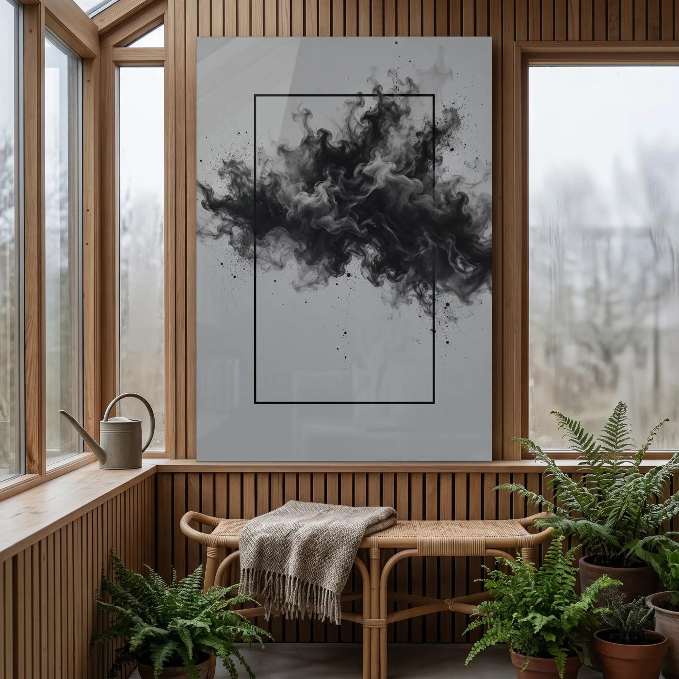 Abstract Black Smoke Wall Art Framed Ink Design | Glass Wall Art — 4