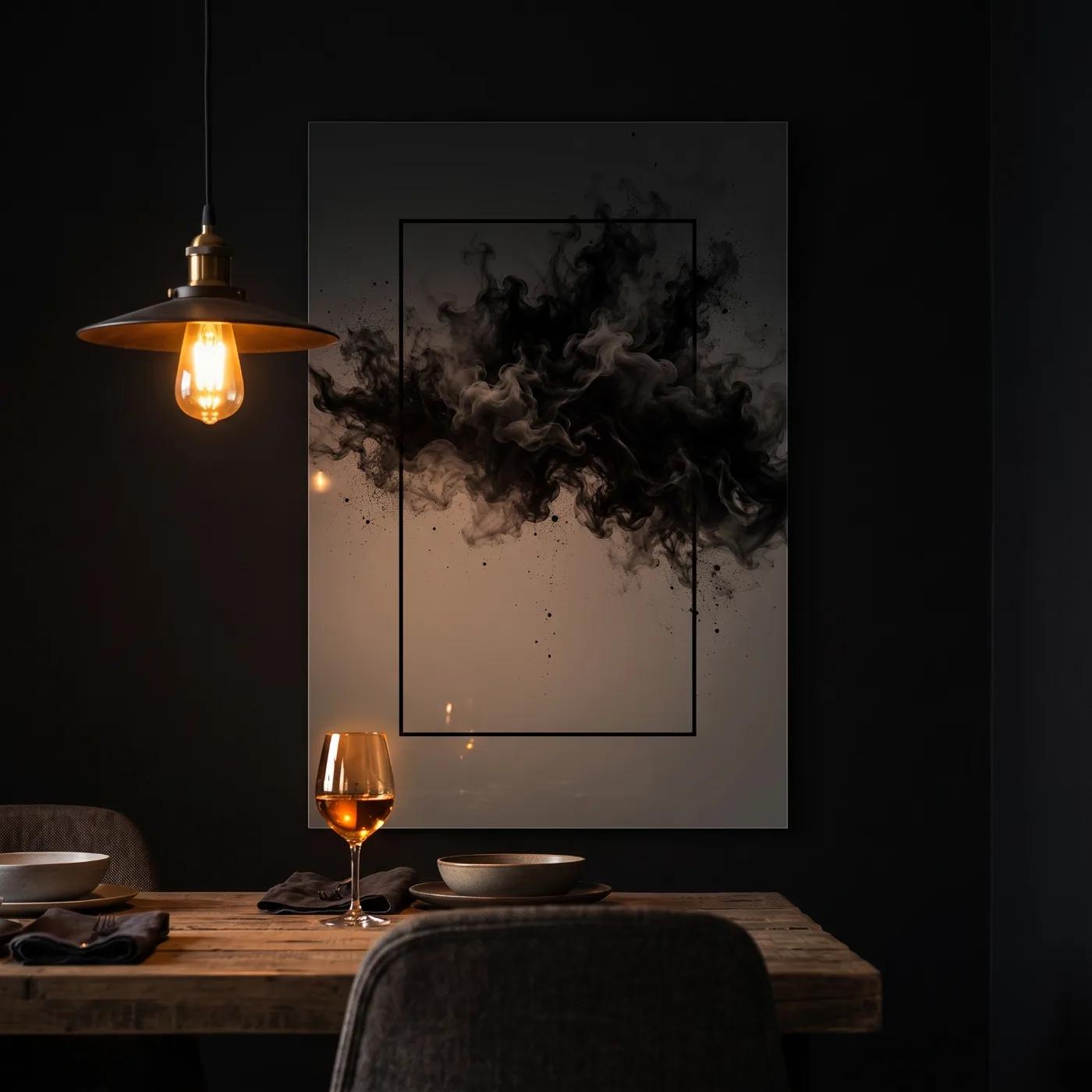 Abstract Black Smoke Wall Art Framed Ink Design | Glass Wall Art — 5