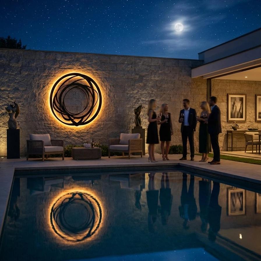 Abstract Circular Circle Metal Wall Art – Orbital Swirl, Modern Living Room Decor
