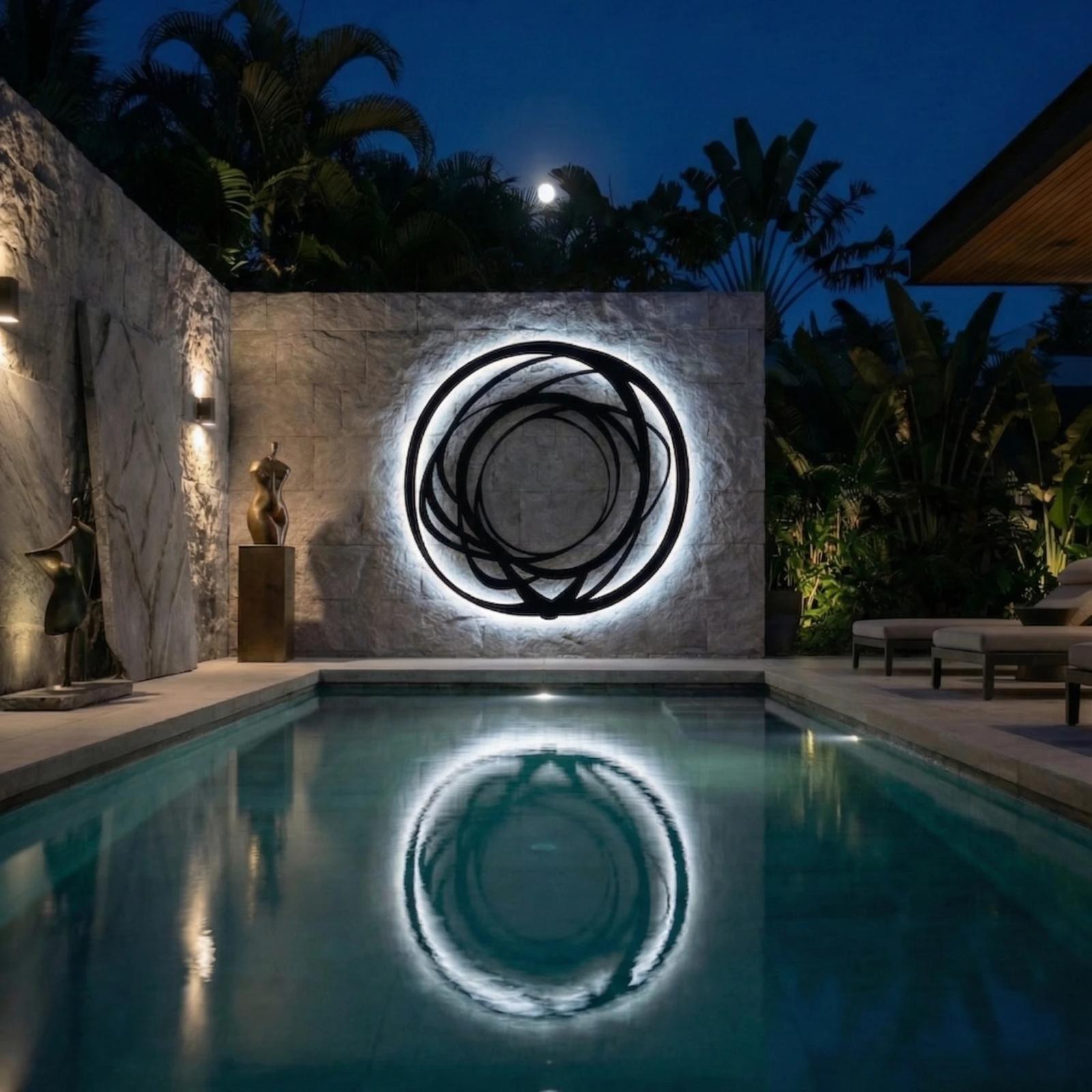 Abstract Circular Circle Metal Wall Art – Orbital Swirl, Modern Living Room Decor — 8