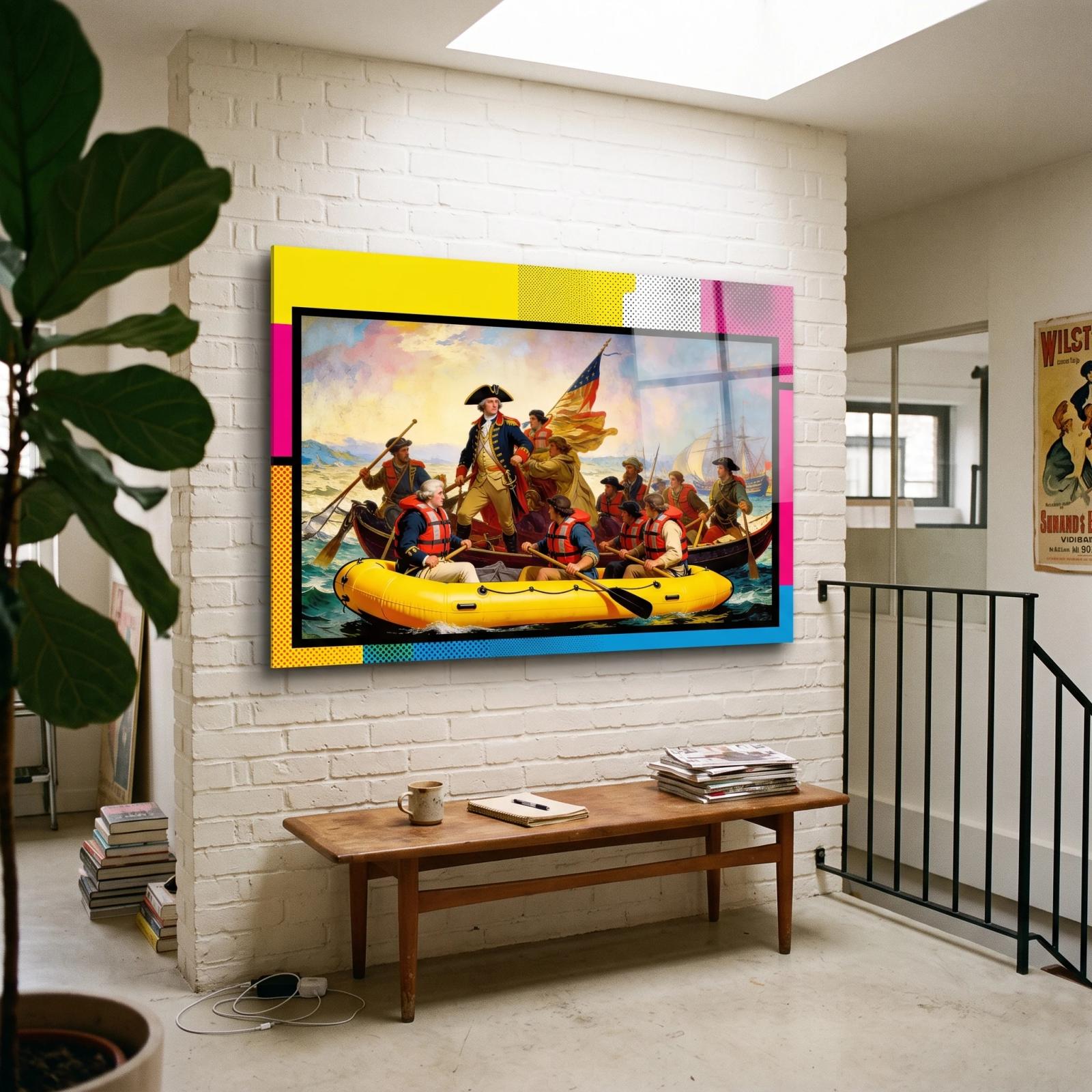 Pop Art Washington Crossing Historic Parody Glass Wall Art — 2