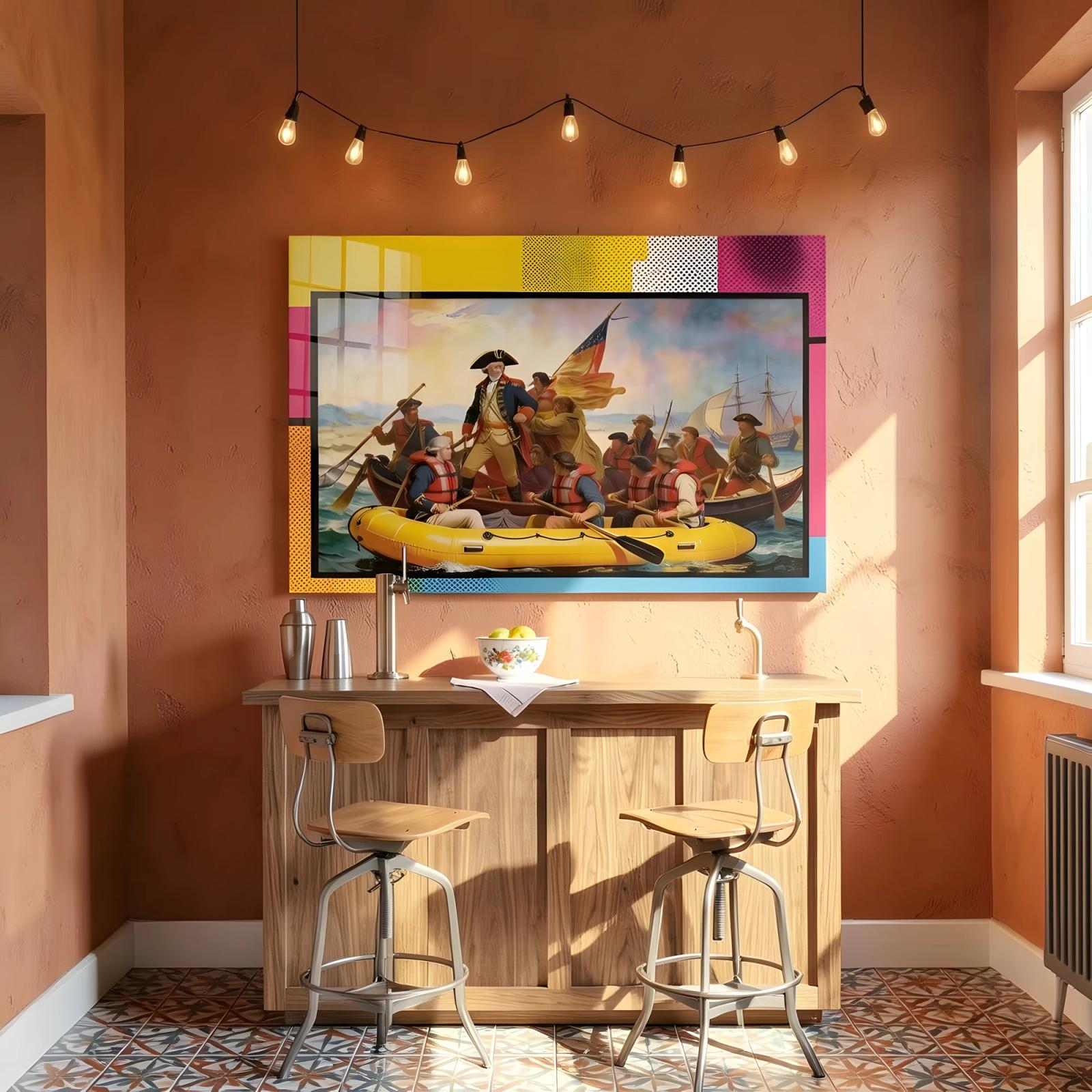 Pop Art Washington Crossing Historic Parody Glass Wall Art — 5