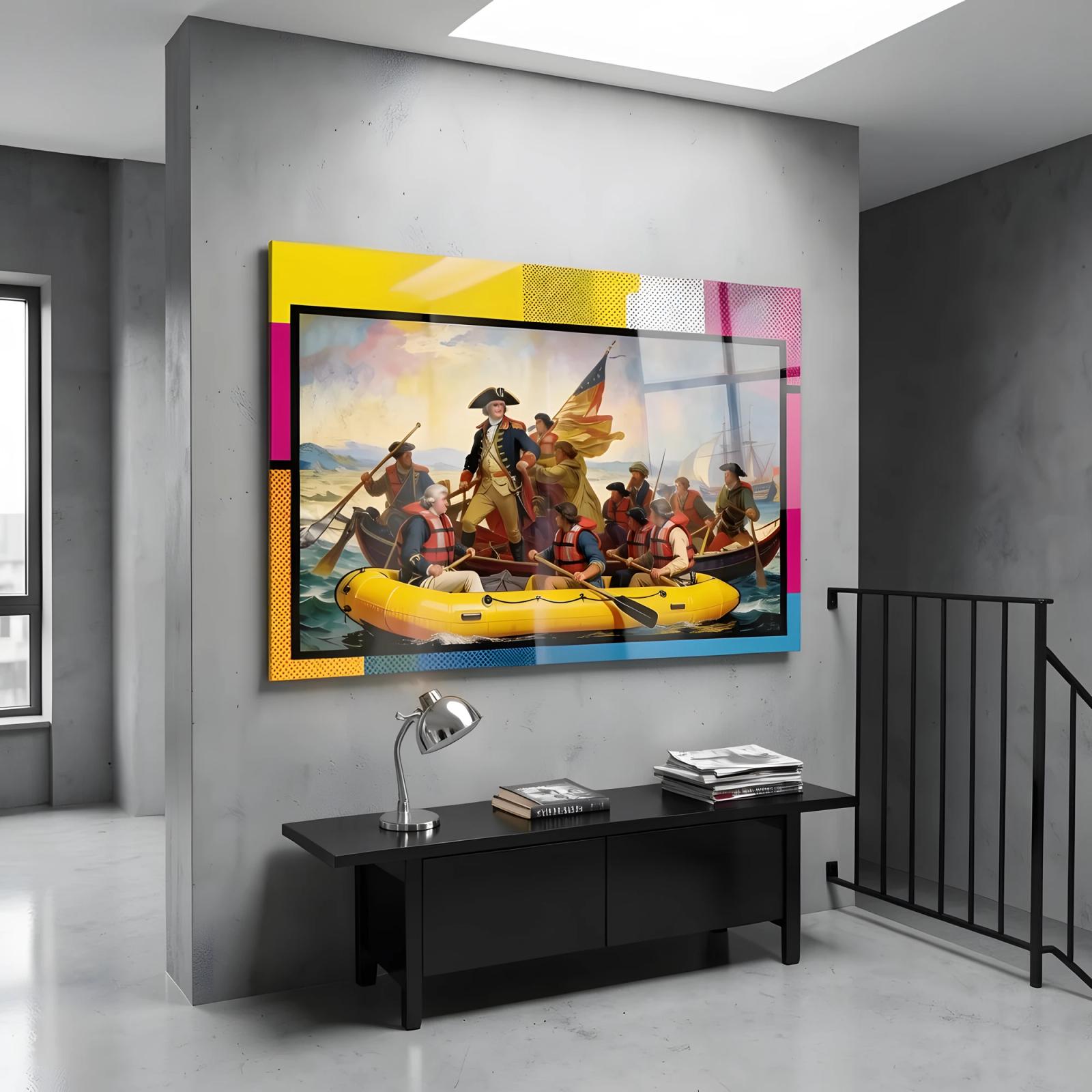 Pop Art Washington Crossing Historic Parody Glass Wall Art — 6