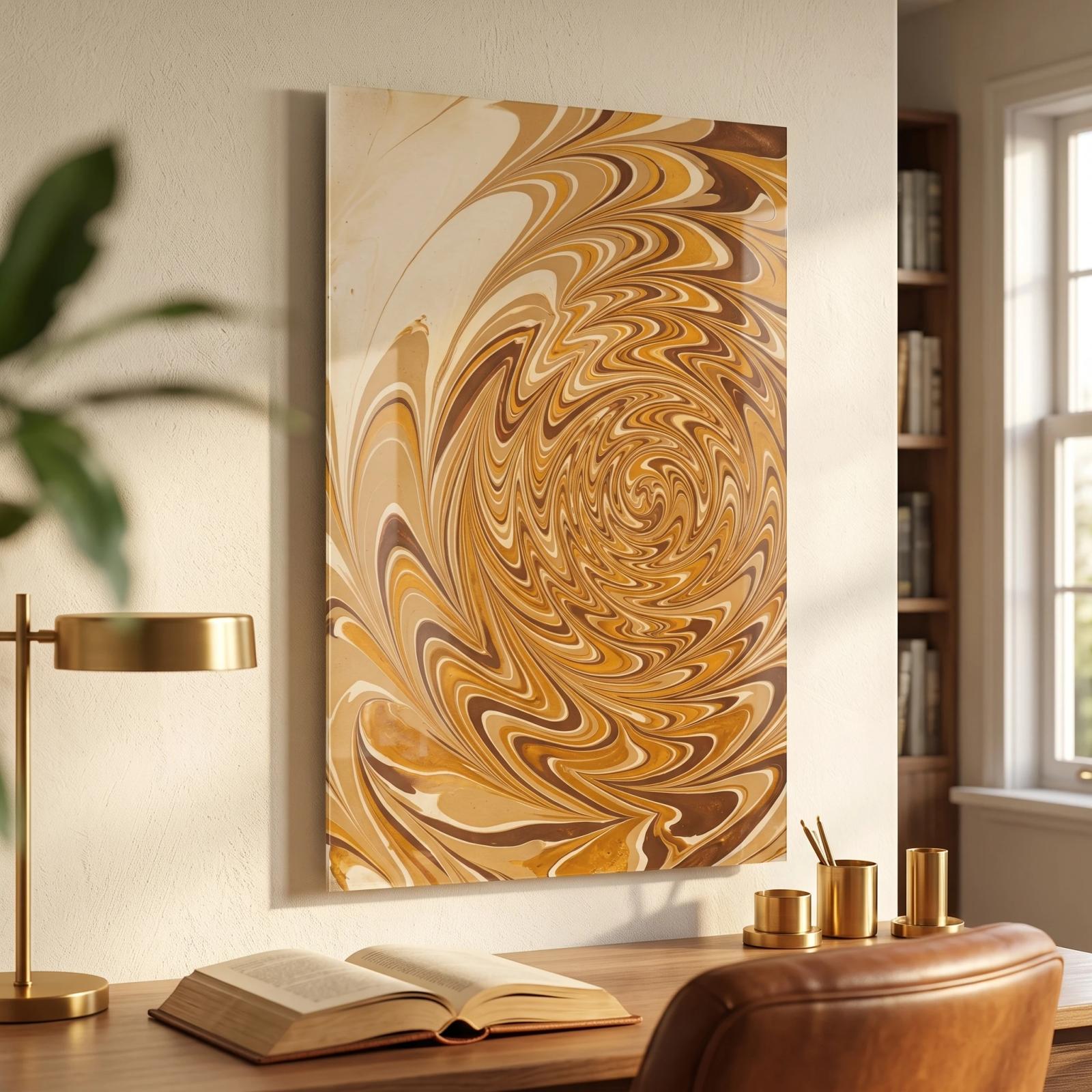 Marbling Swirl Abstract UV Printed Tempered Glass Wall Art — 2