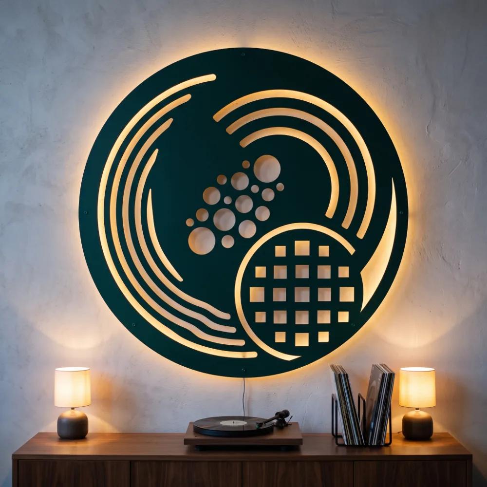 Abstract Cosmic Metal LED Wall Art – Nebula Drift, Living Room Backlit Decor