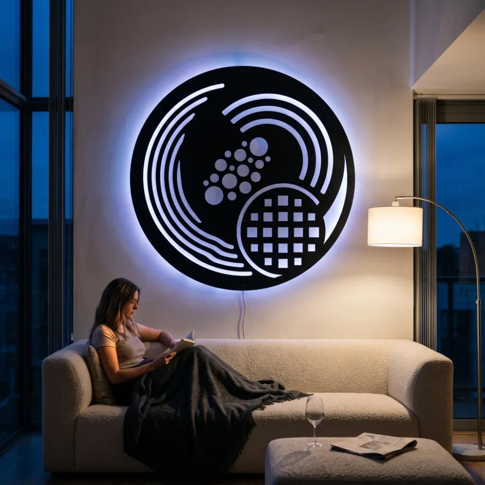 Abstract Cosmic Metal LED Wall Art – Nebula Drift, Living Room Backlit Decor — 2