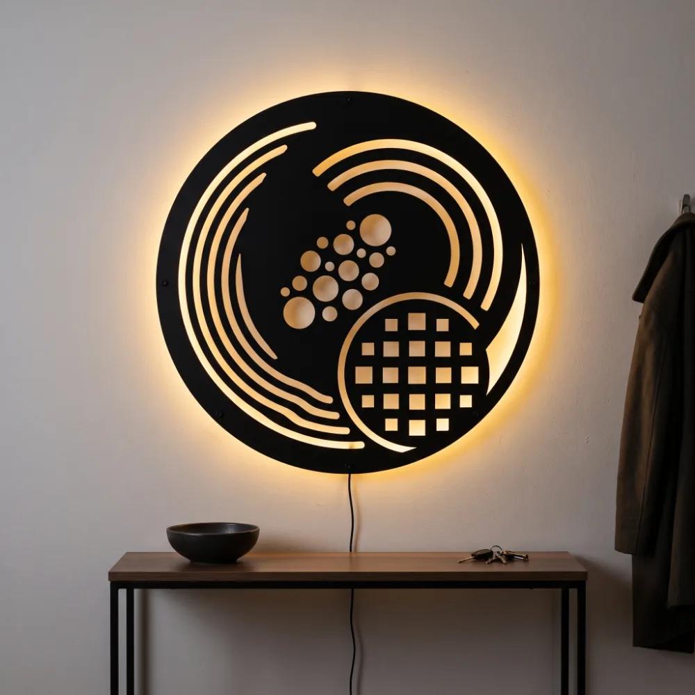 Abstract Cosmic Metal LED Wall Art – Nebula Drift, Living Room Backlit Decor — 6
