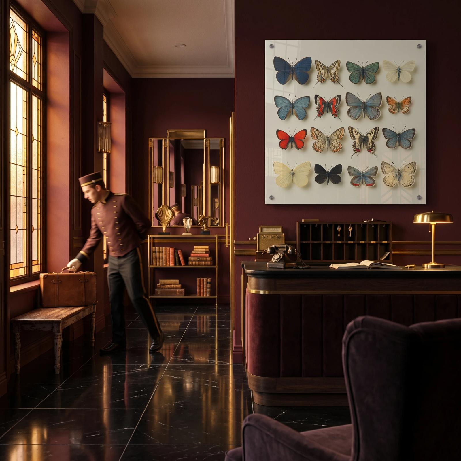 Vintage Butterfly Grid Glass Art Minimalist Wall Print | Glass Wall Decor — 5