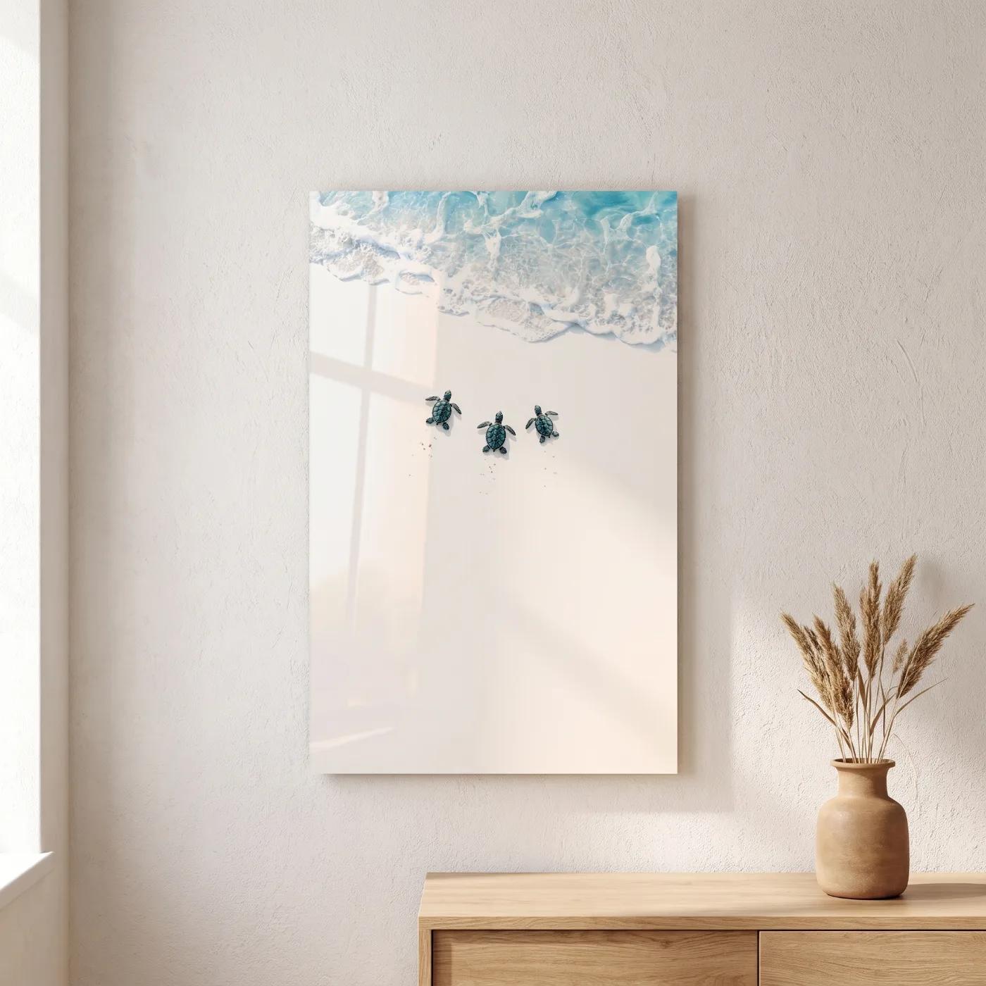 Sea Turtle Wall Art Coastal Beach Decor | Glass Wall Art