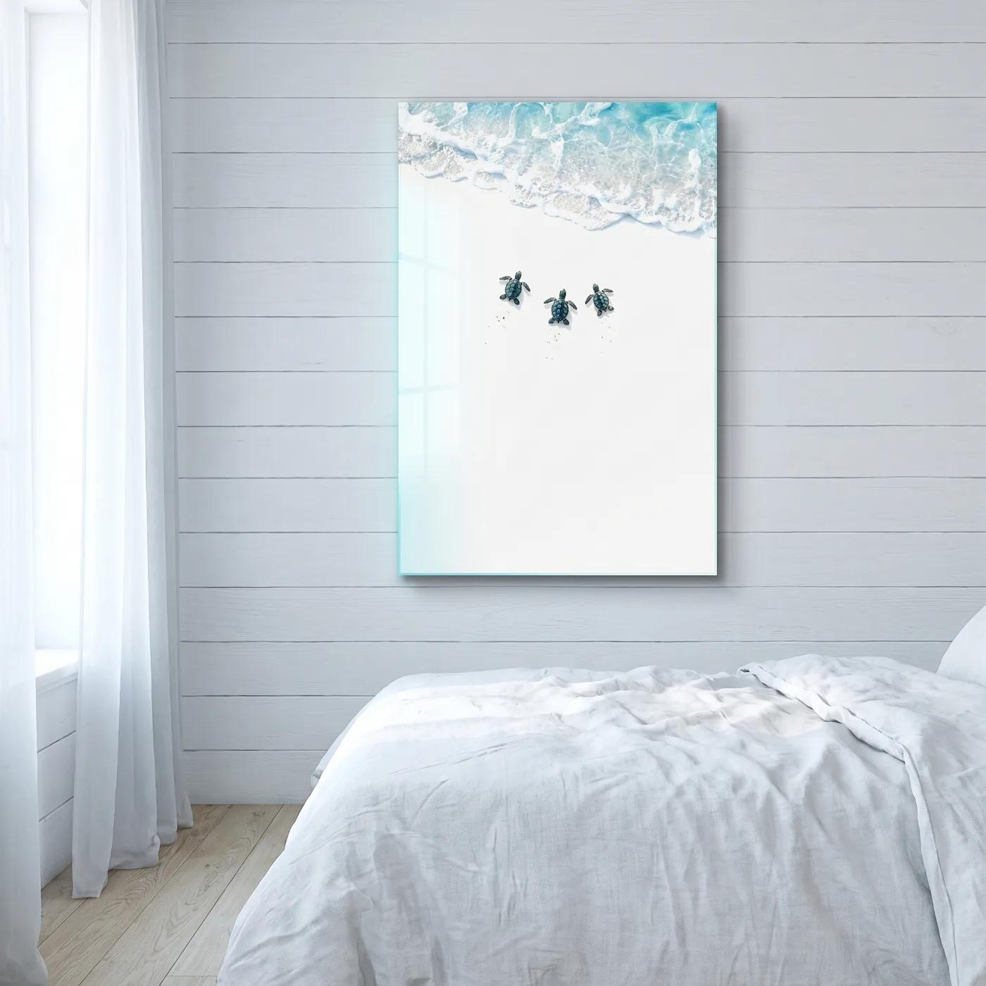 Sea Turtle Wall Art Coastal Beach Decor | Glass Wall Art — 2