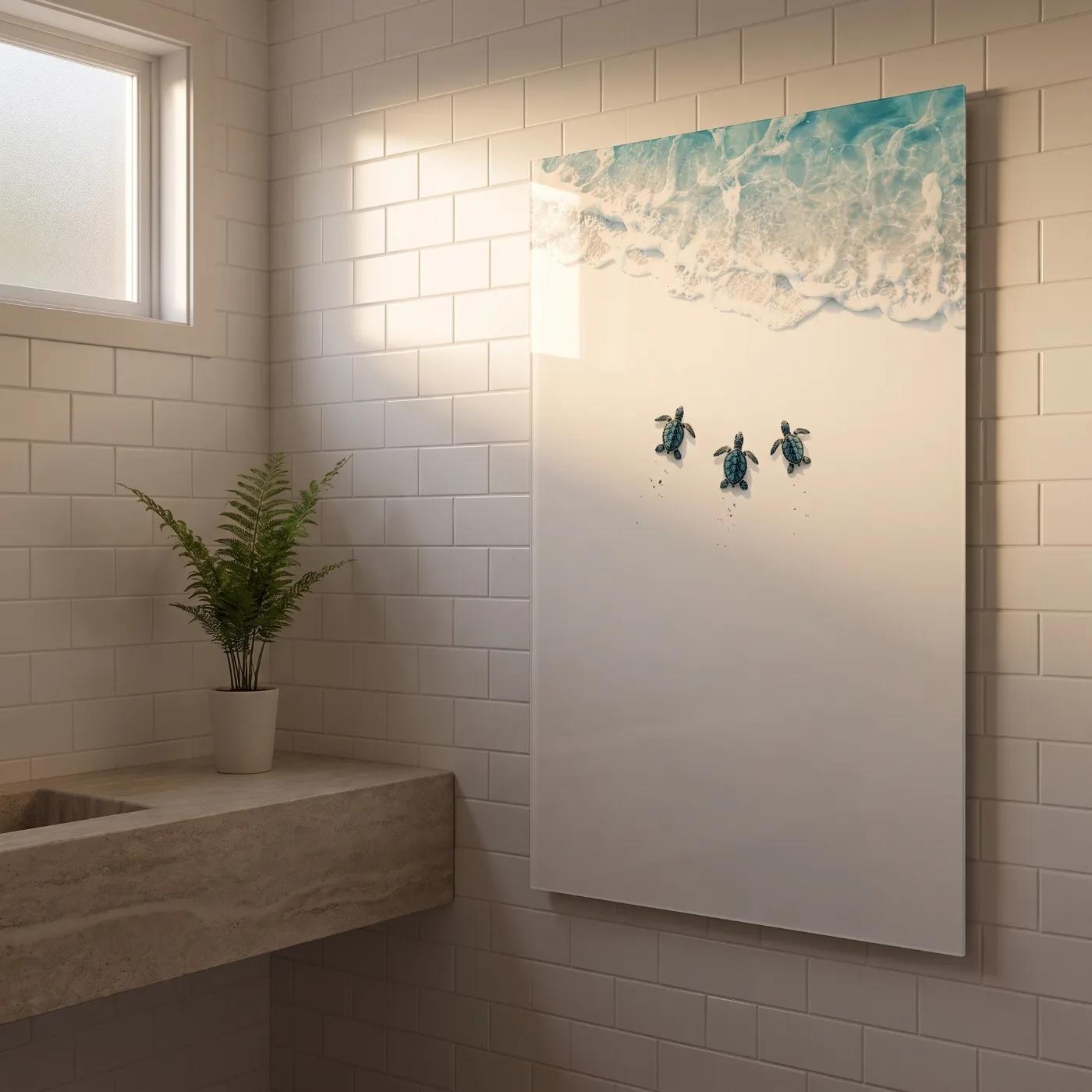 Sea Turtle Wall Art Coastal Beach Decor | Glass Wall Art — 3