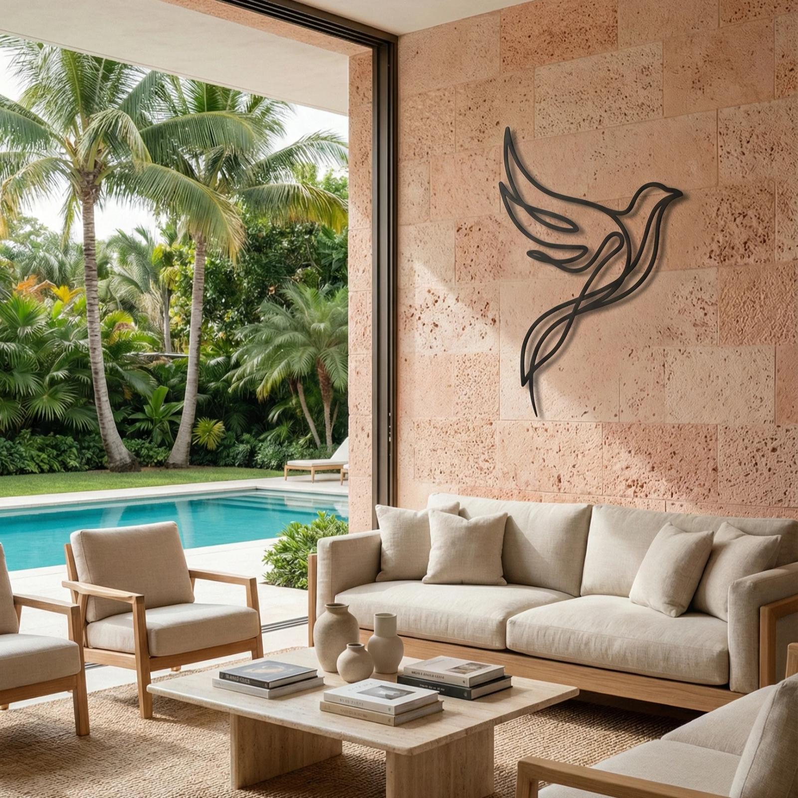 One Line Flying Bird Metal Wall Art – Soaring Dove, Minimalist Living Room Decor — 2